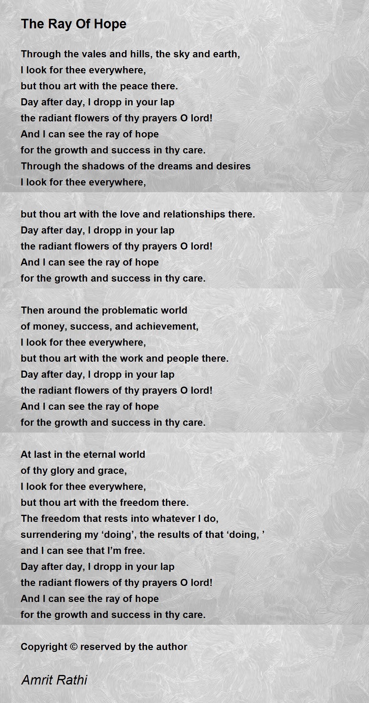 The Ray Of Hope Poem by Amrit Rathi - Poem Hunter