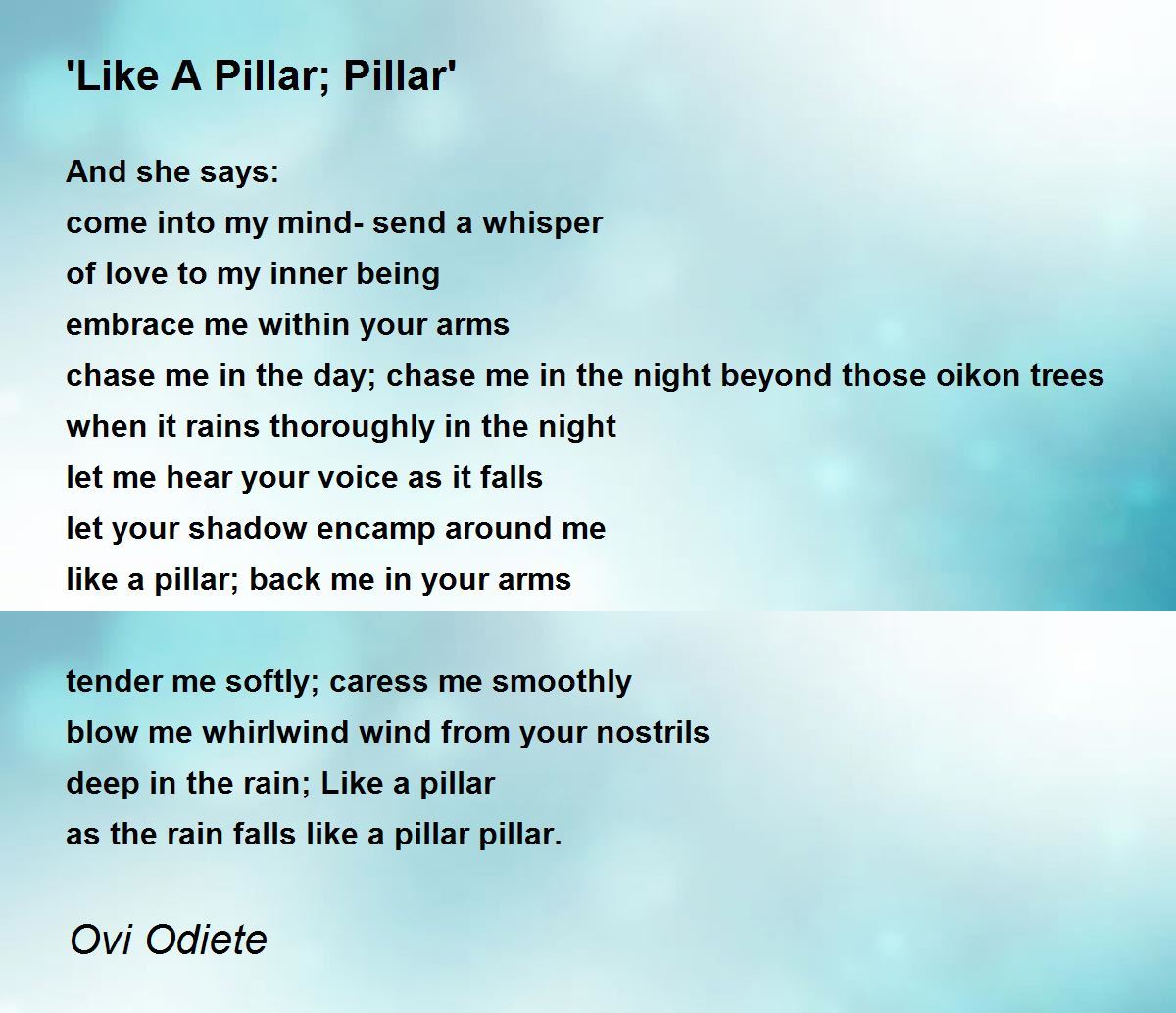 'Like A Pillar; Pillar' by Ovi Odiete 'Like A Pillar; Pillar' Poem
