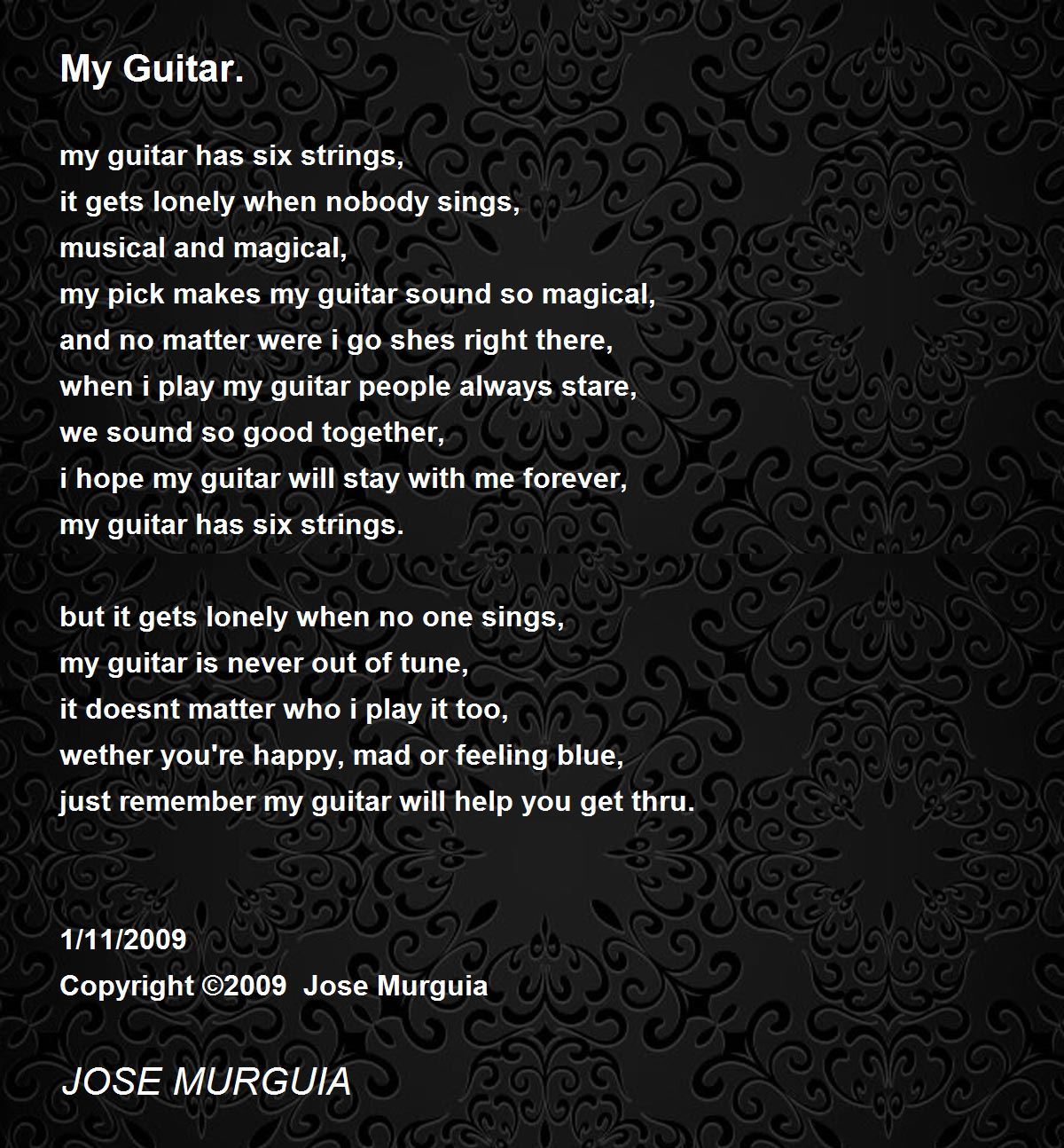 My Guitar. My Guitar. Poem by JOSE MURGUIA