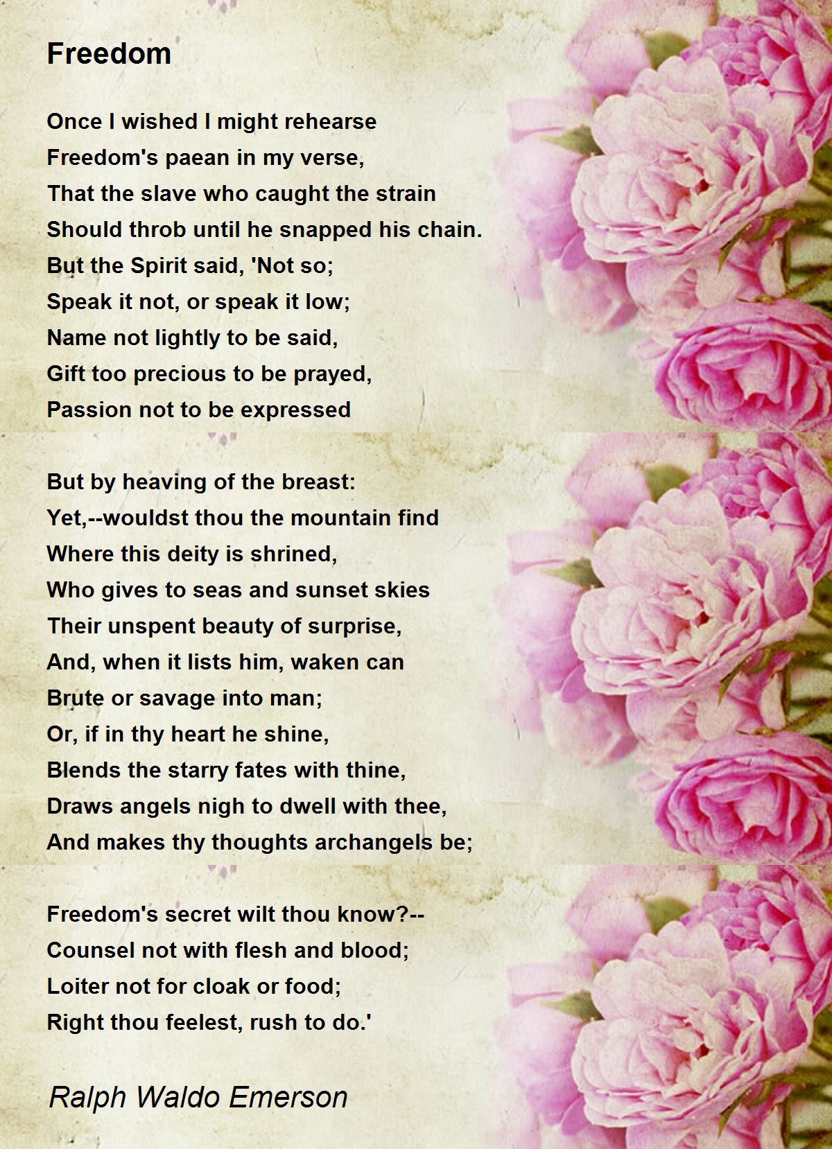 Freedom Poem by Ralph Waldo Emerson - Poem Hunter