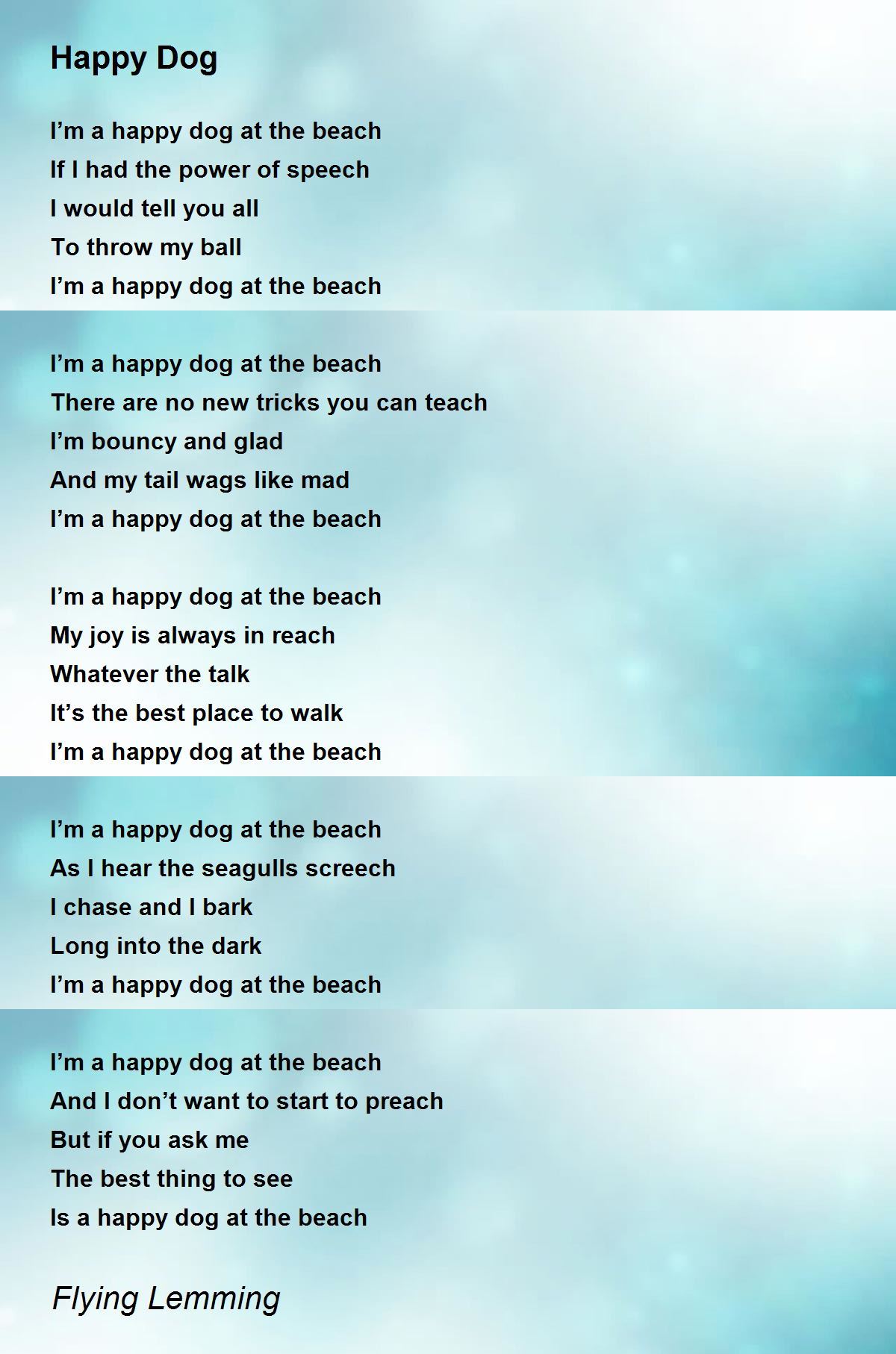 Happy Dog Poem By Flying Lemming Poem Hunter Comments Page 1