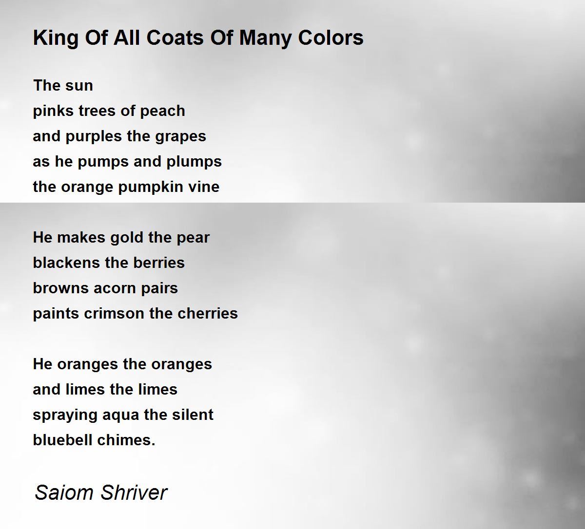 King Of All Coats Of Many Colors King Of All Coats Of Many Colors