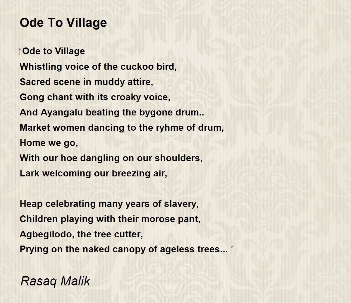 Ode To Village Ode To Village Poem By Rasaq Malik
