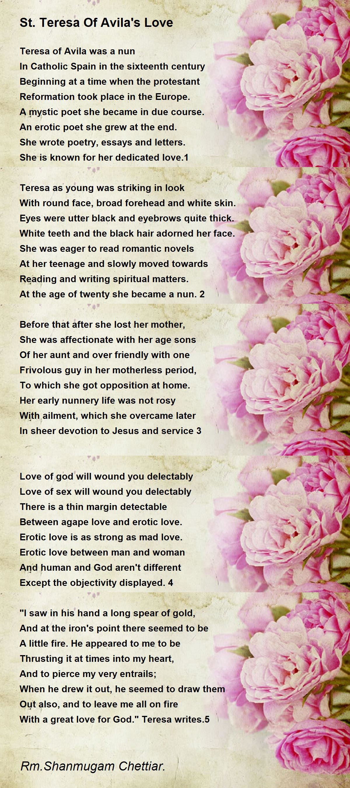 St. Teresa Of Avila's Love by Rm. Shanmugam Chettiar St. Teresa Of