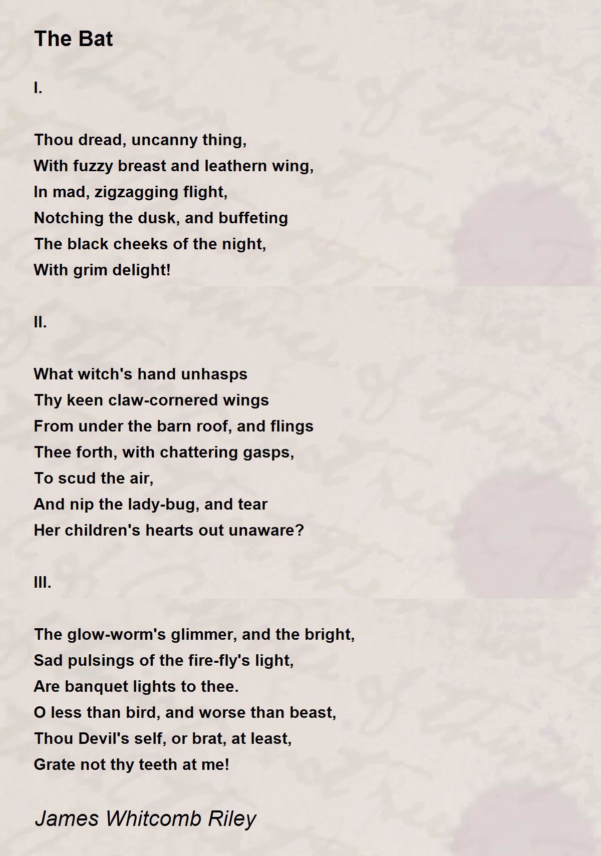 The Bat The Bat Poem by James Riley