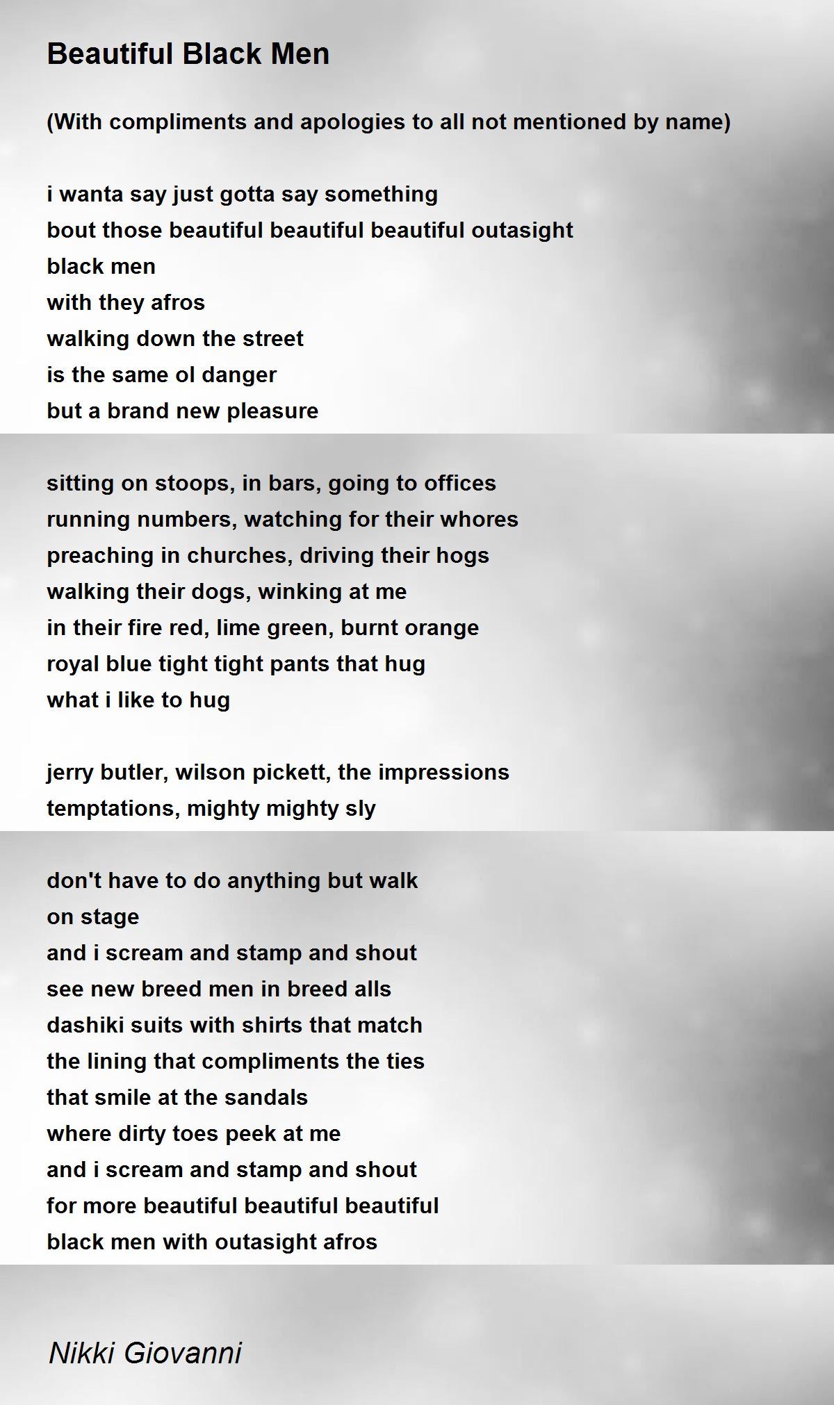 Beautiful Black Men Poem by Nikki Giovanni - Poem Hunter