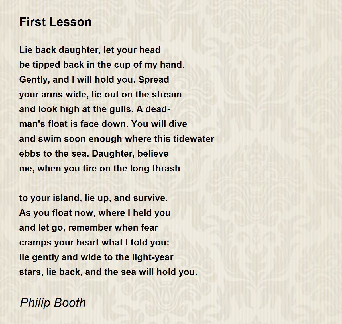 First Lesson Poem by Philip Booth - Poem Hunter Comments