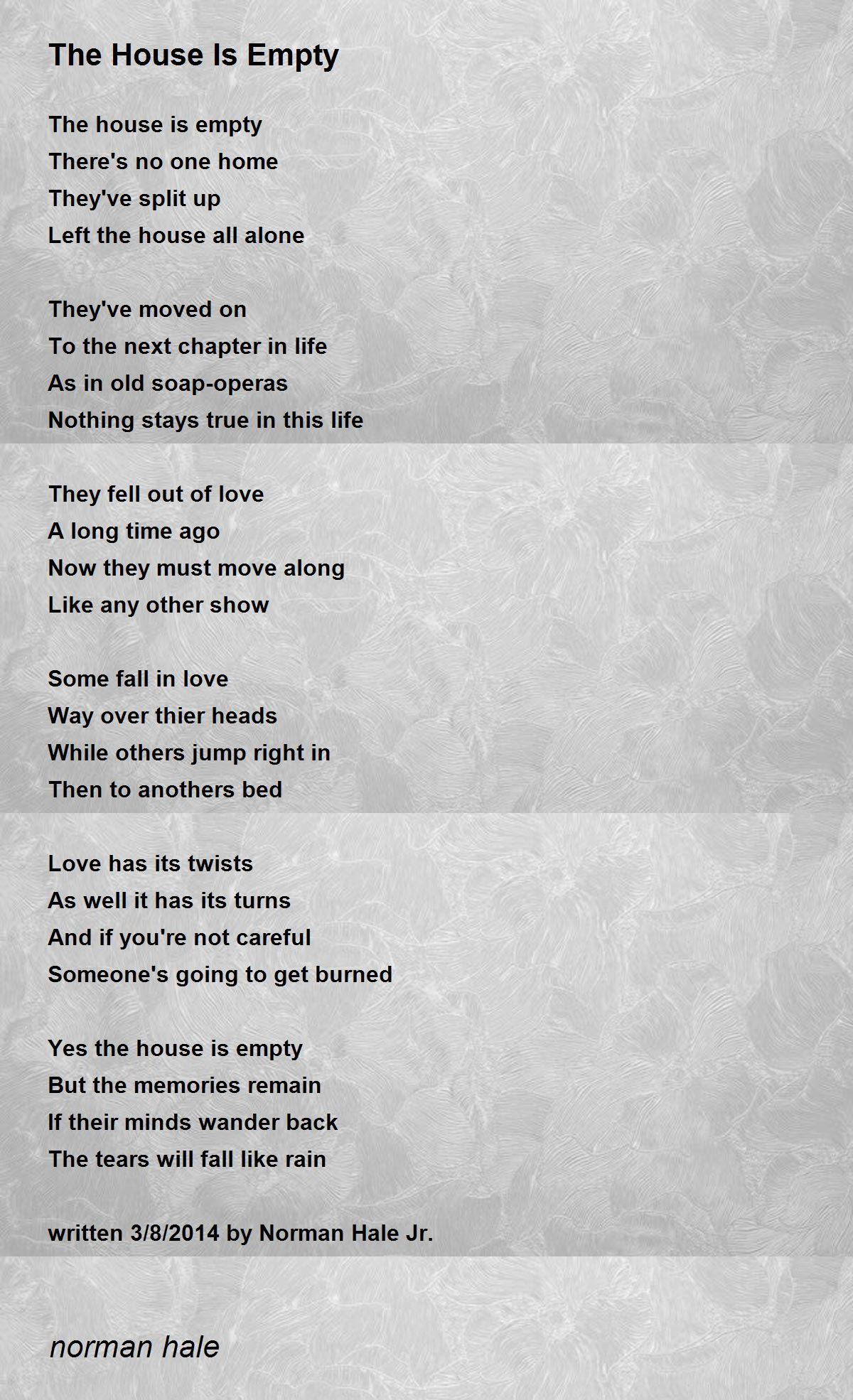 The House Is Empty The House Is Empty Poem by norman hale