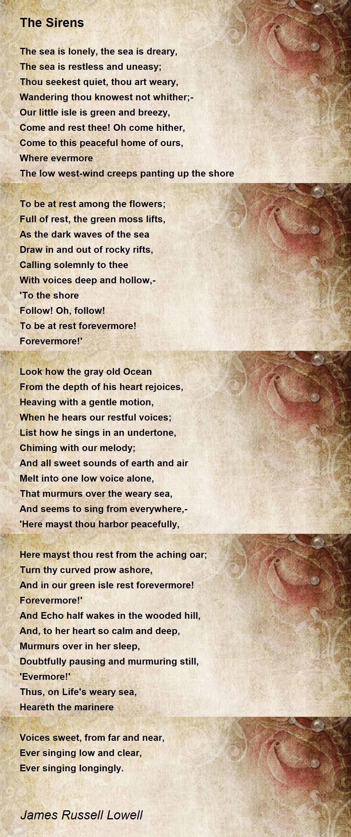 The Sirens Poem by James Russell Lowell - Poem Hunter