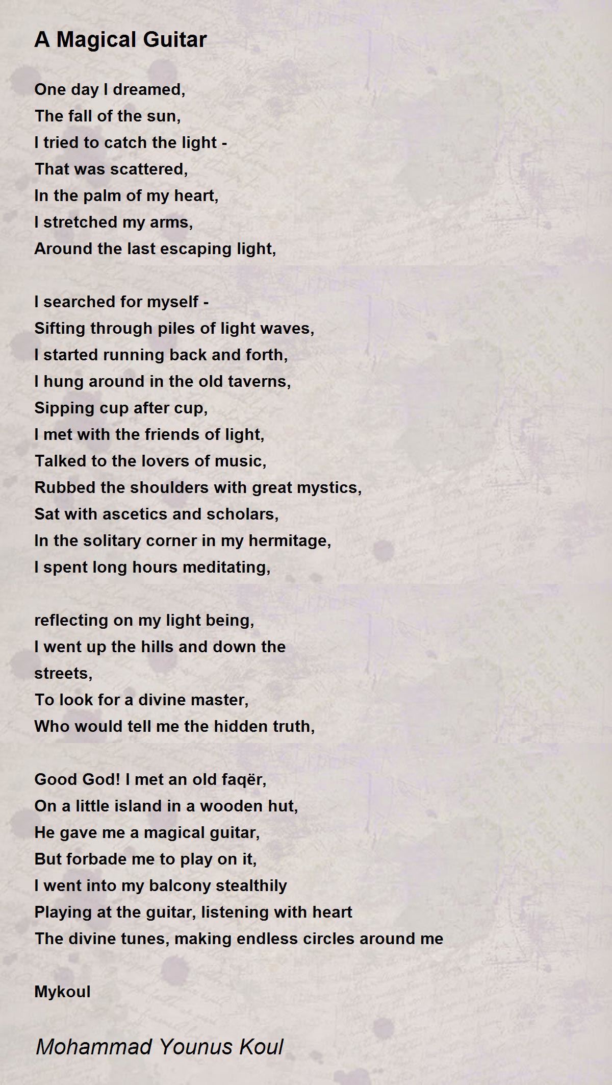 A Magical Guitar Poem by Mohammad Younus Poem Hunter