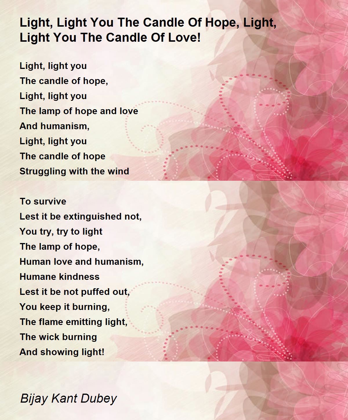 Light, Light You The Candle Of Hope, Light, Light You The Candle Of Love! Light, Light You The