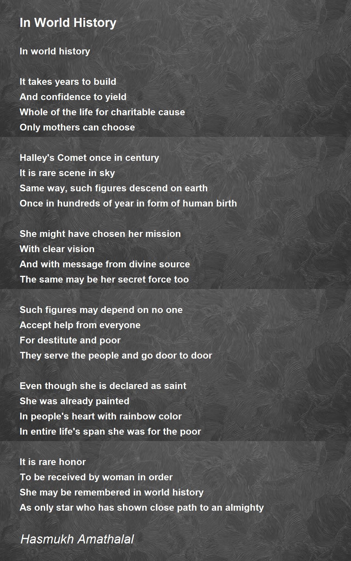 In World History Poem by Mehta Hasmukh Amathalal - Poem Hunter