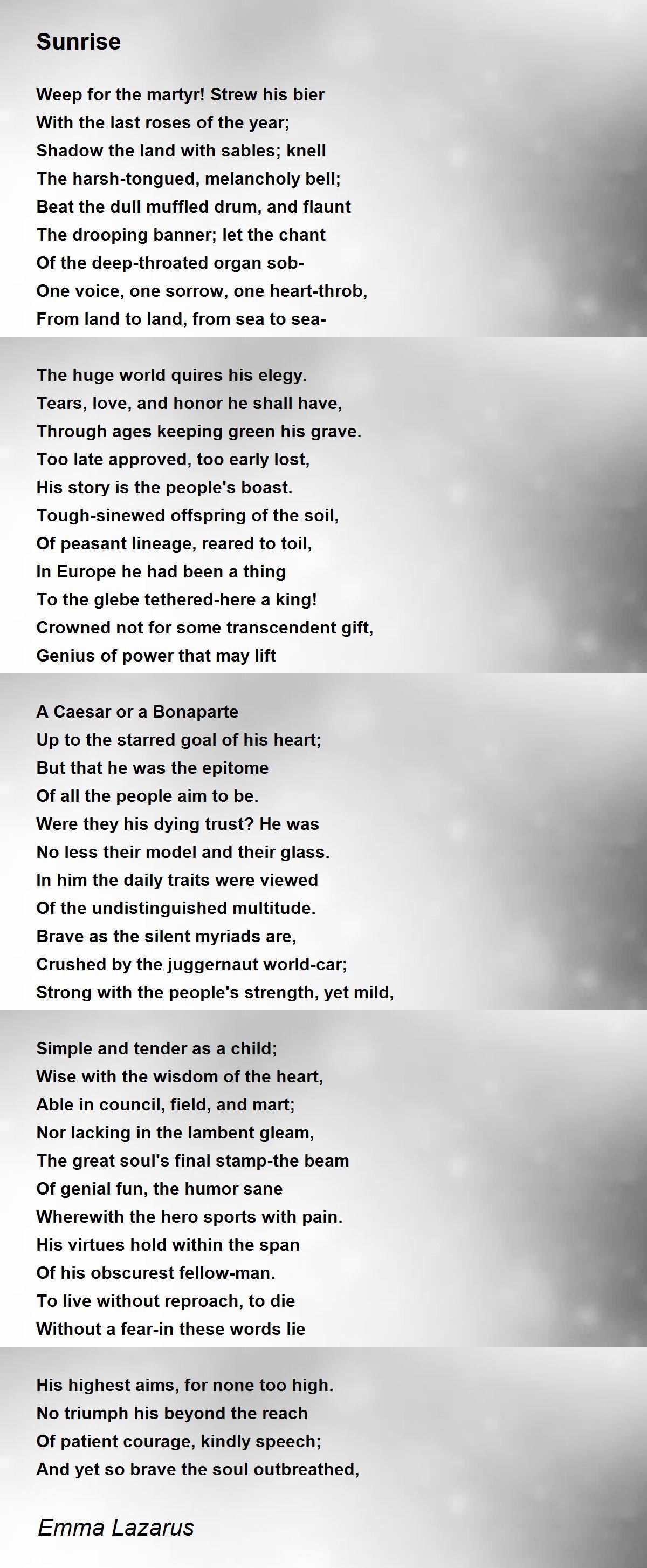 Sunrise Sunrise Poem by Emma Lazarus