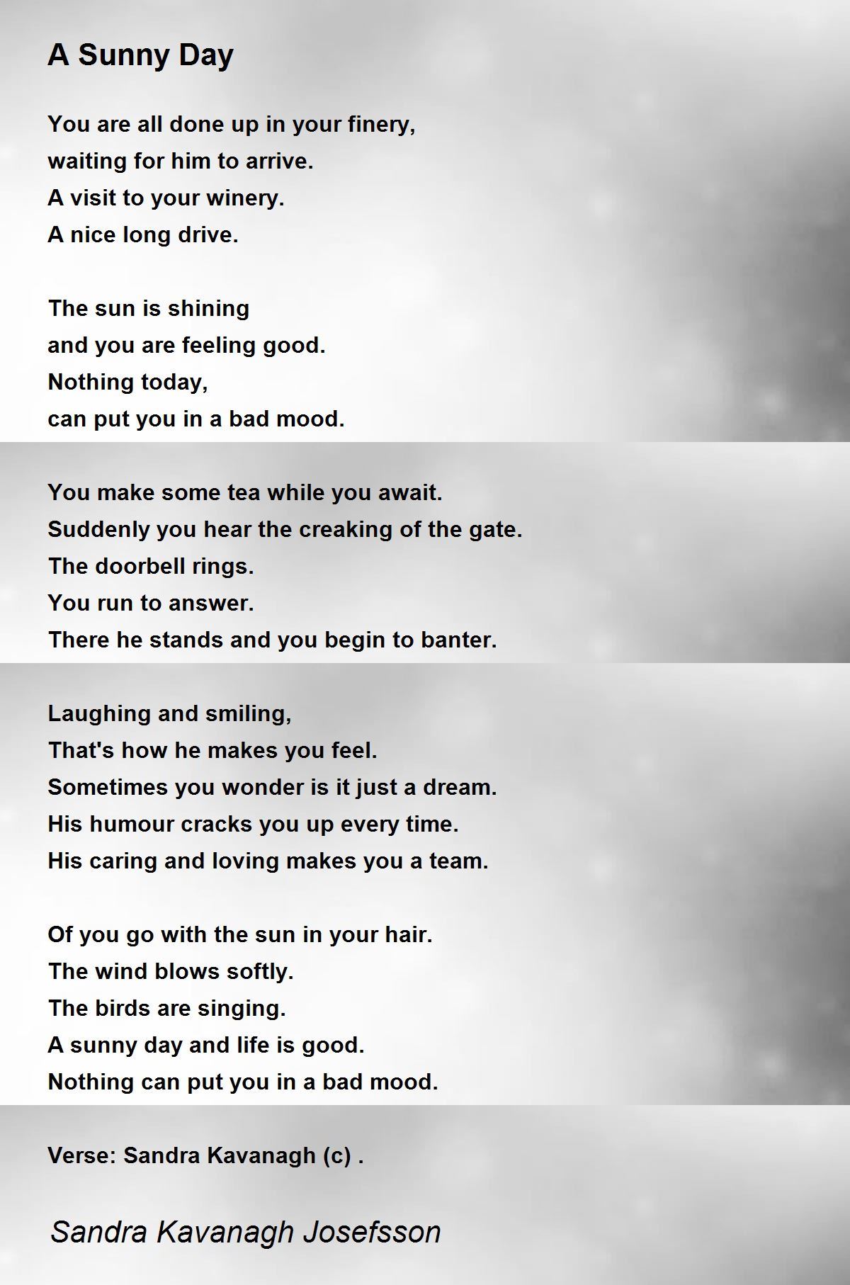 A Sunny Day A Sunny Day Poem by Sandra Kavanagh Josefsson