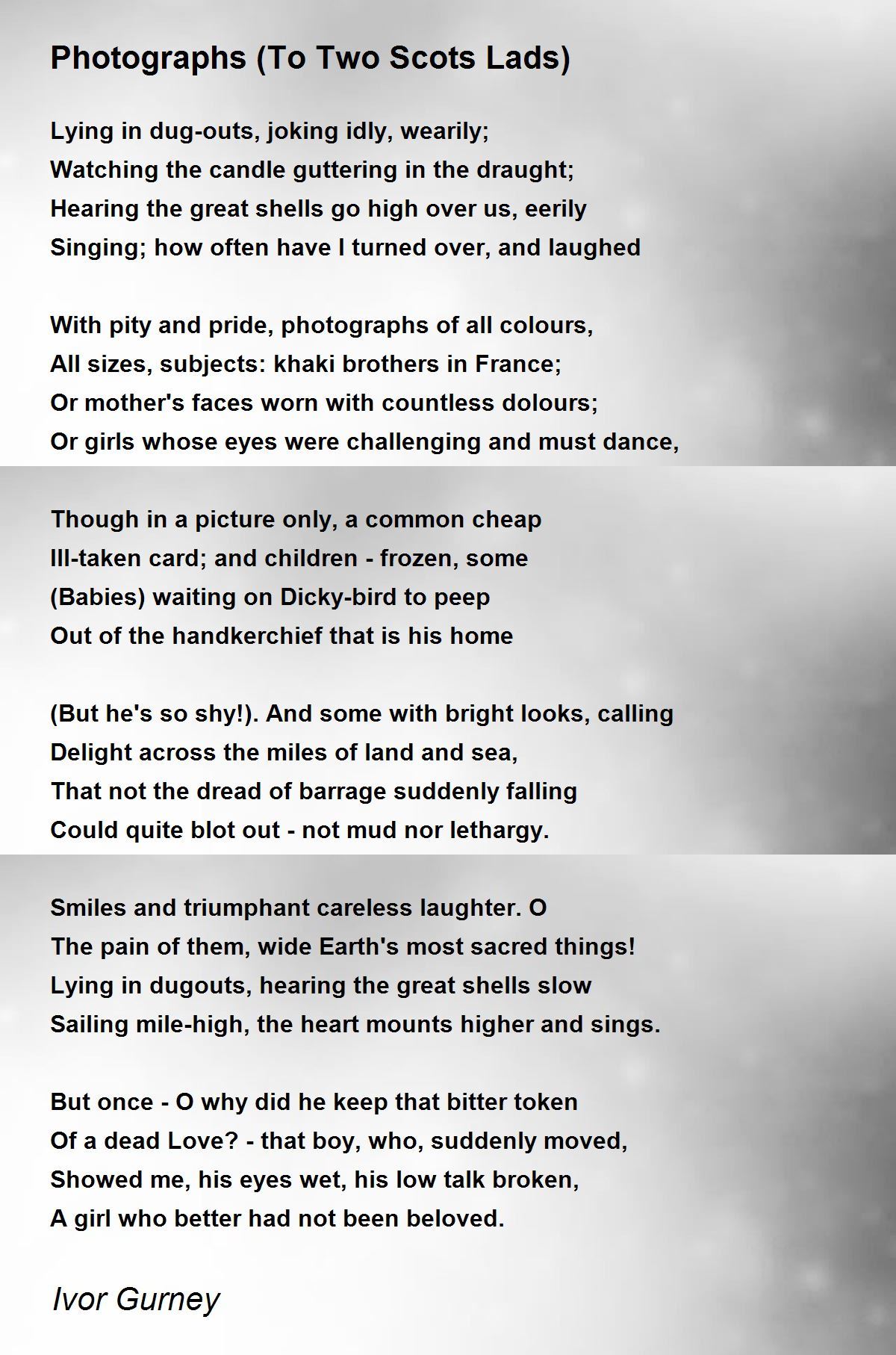 Photographs (To Two Scots Lads) Photographs (To Two Scots Lads) Poem