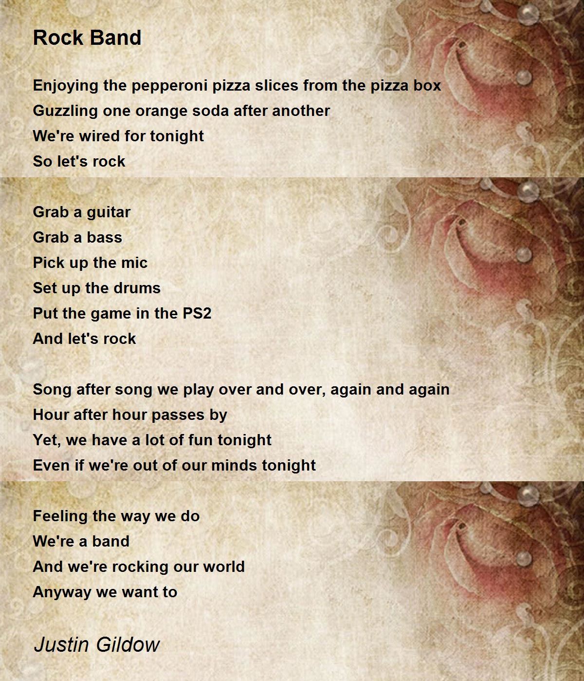 Rock Band Rock Band Poem by Justin Gildow
