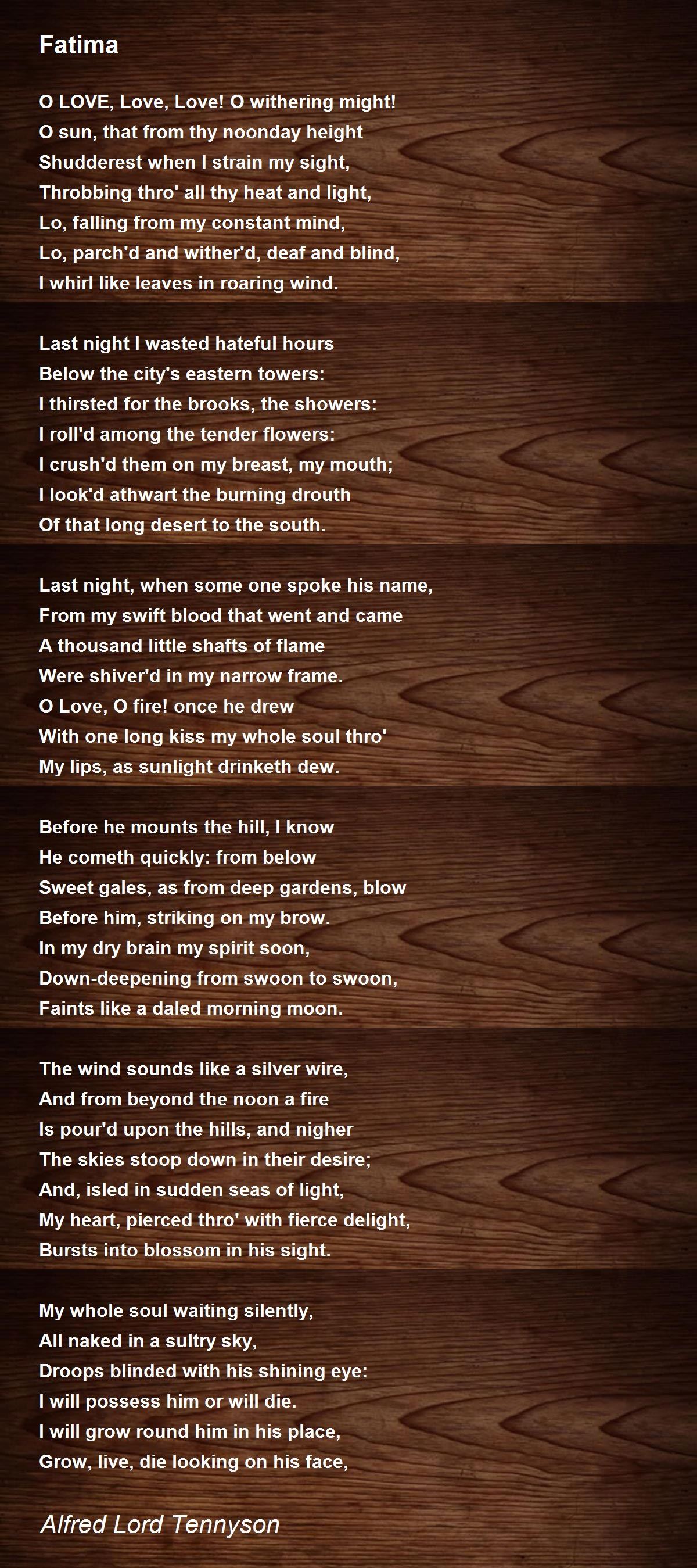 Fatima by Alfred Lord Tennyson - Fatima Poem
