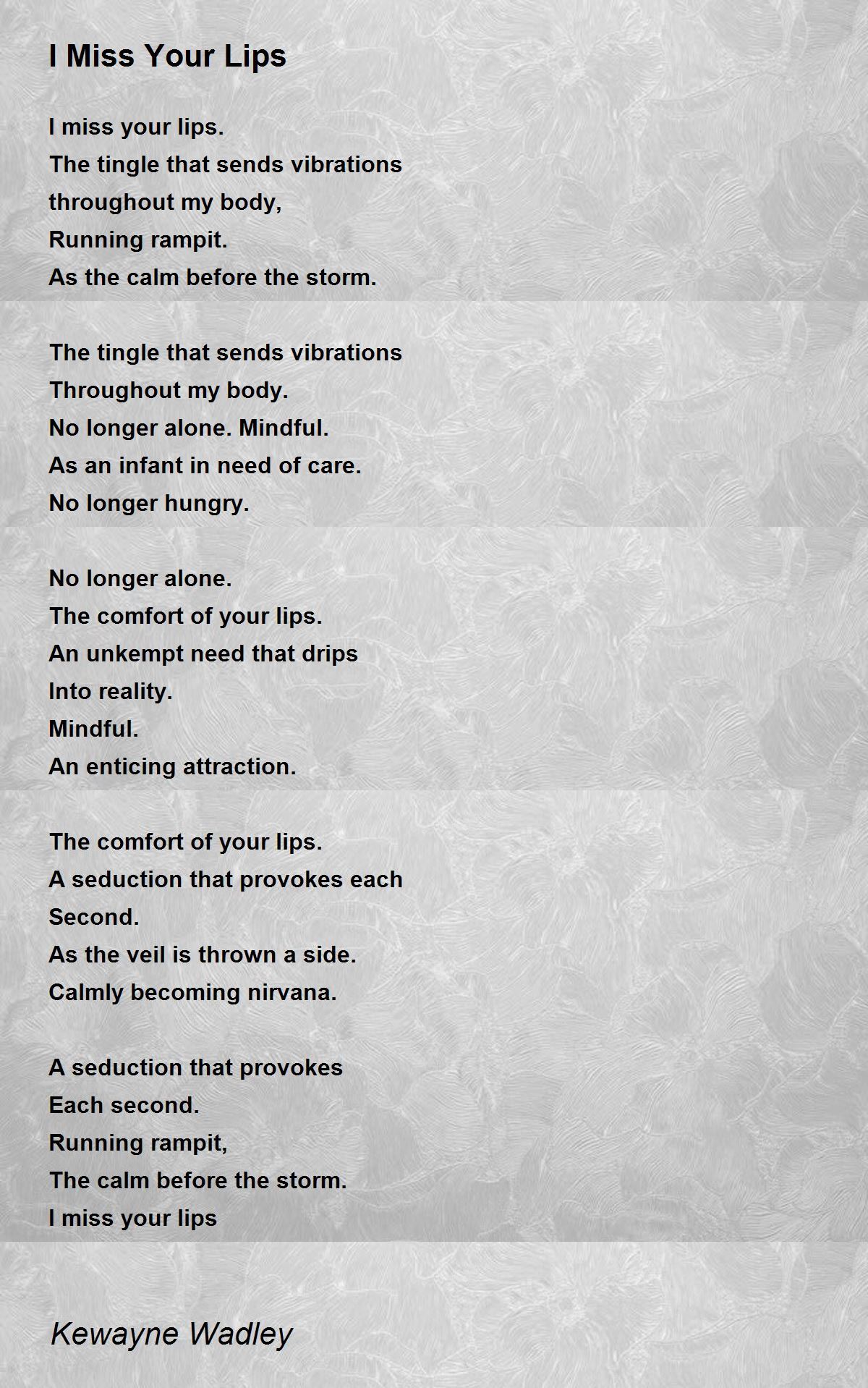 I Miss Your Lips Poem