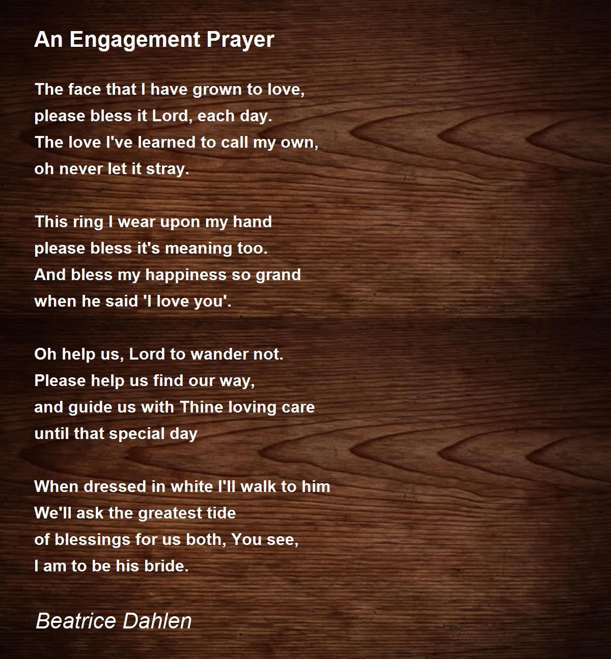 An Engagement Prayer Poem by B. V. Dahlen Poem Hunter