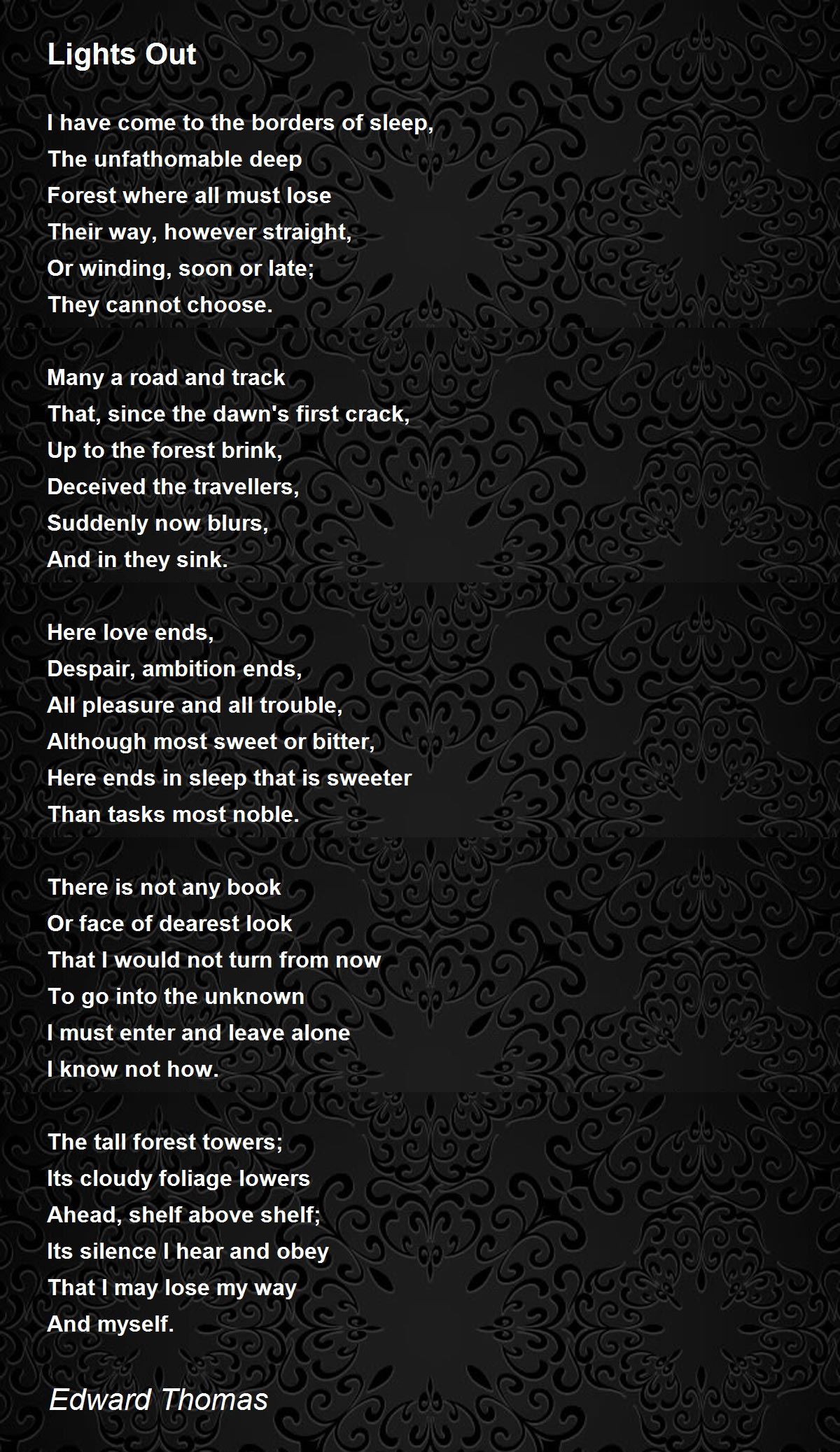 Lights Out Poem by Edward Thomas - Poem Hunter
