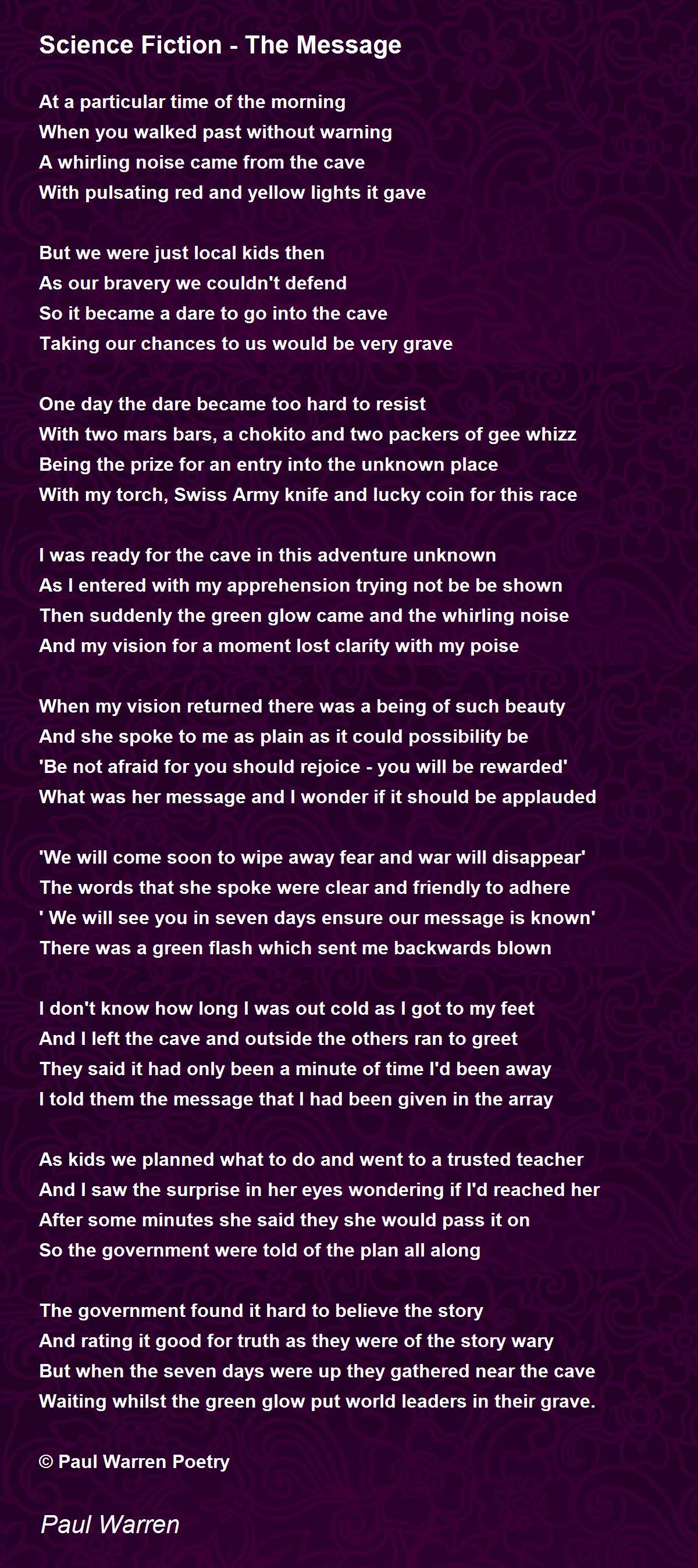 Science Fiction The Message Science Fiction The Message Poem by