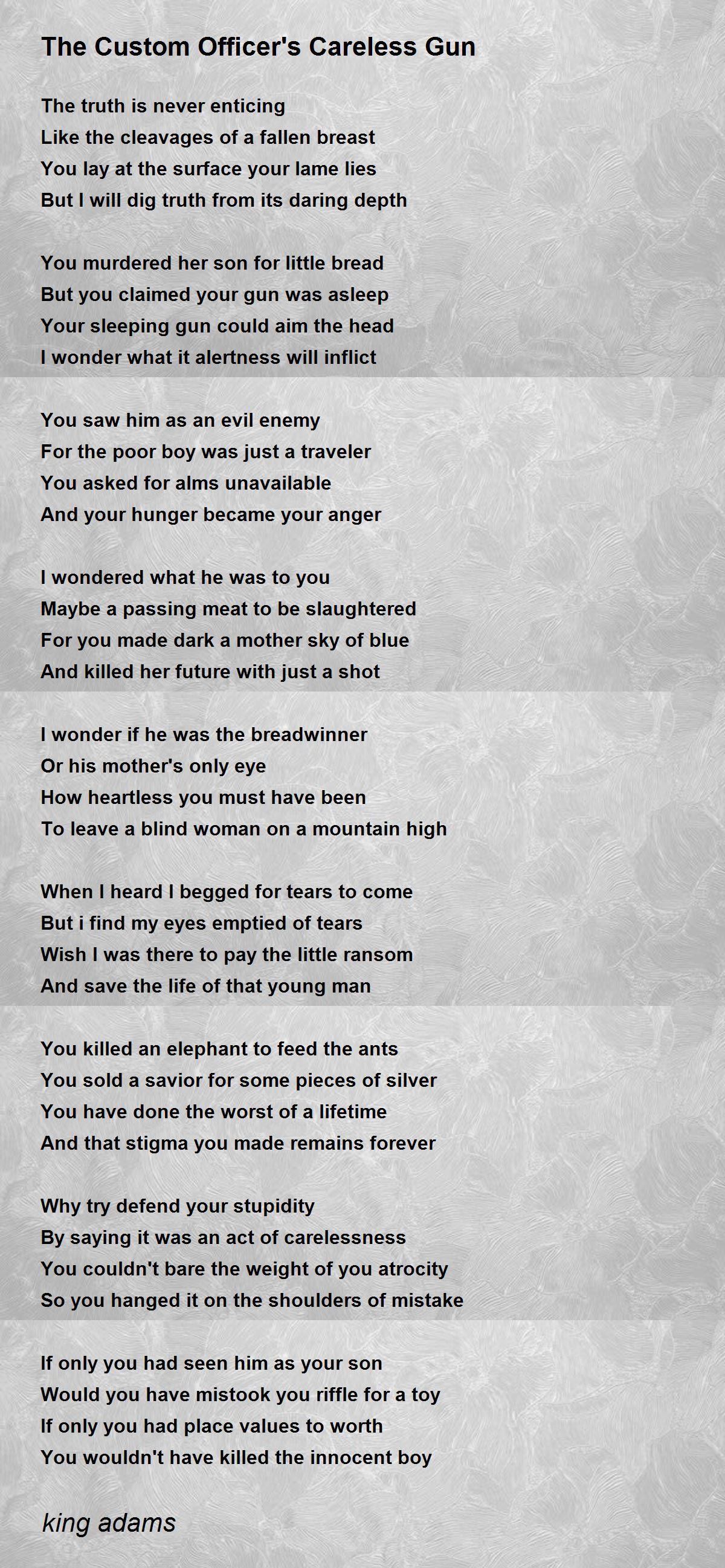 The Custom Officer's Careless Gun by Adams King The Custom Officer's