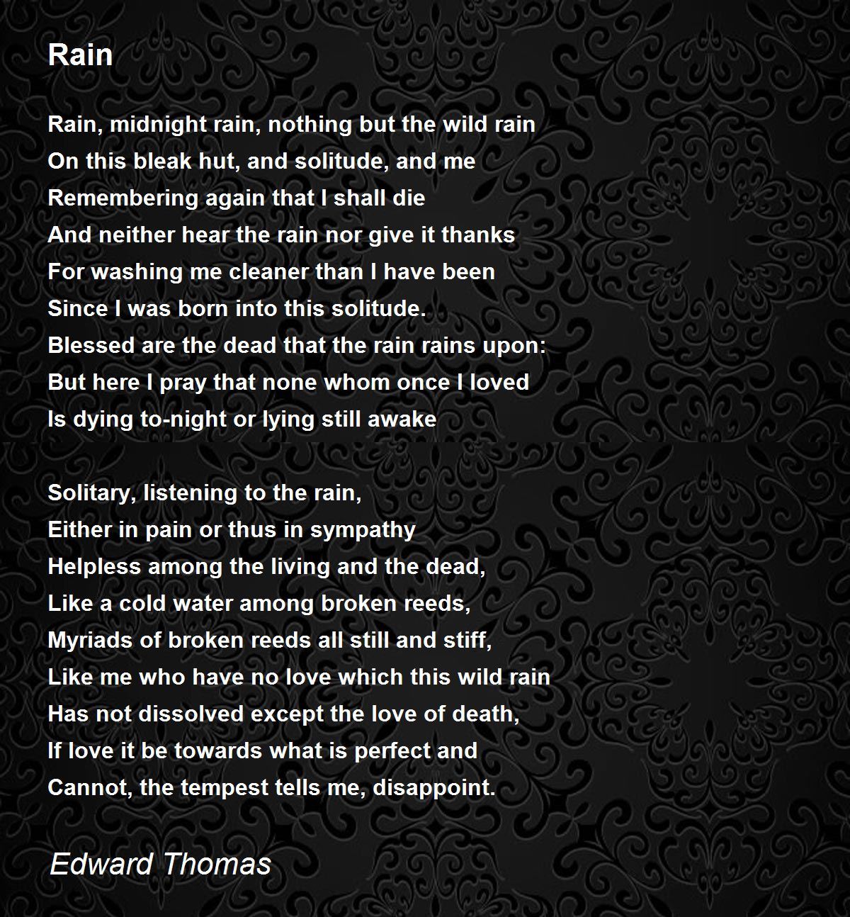 Rain Poem by Edward Thomas - Poem Hunter