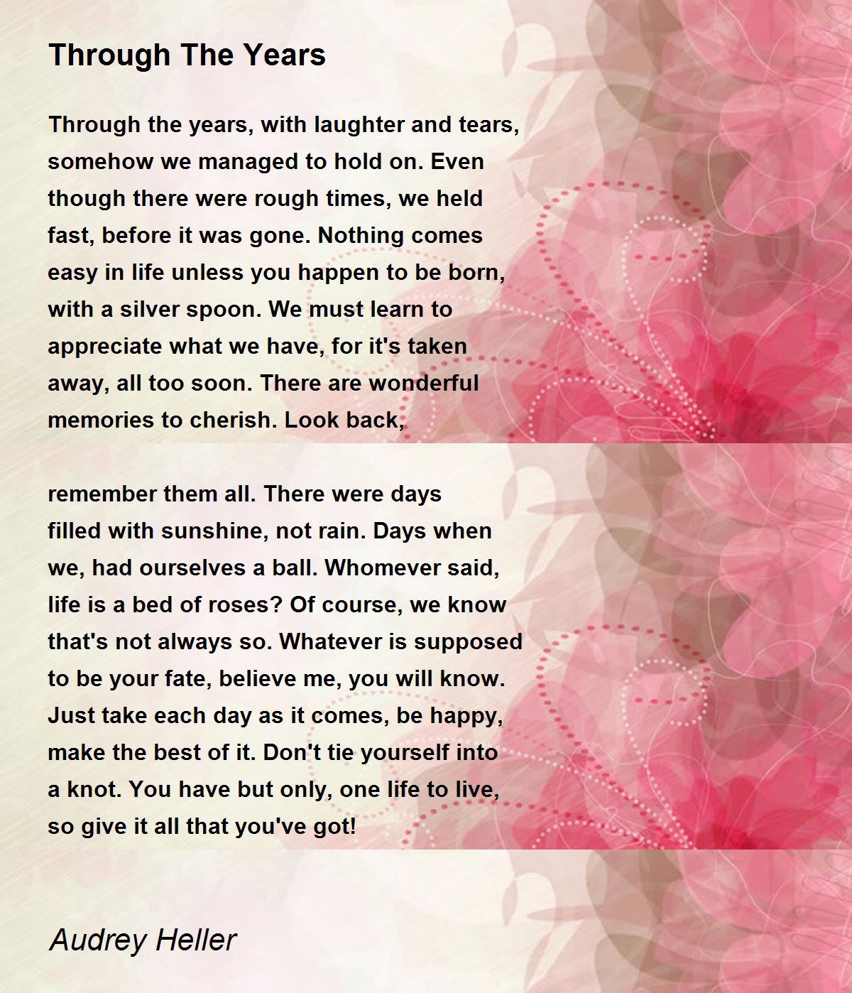 Through The Years By Audrey Heller Through The Years Poem