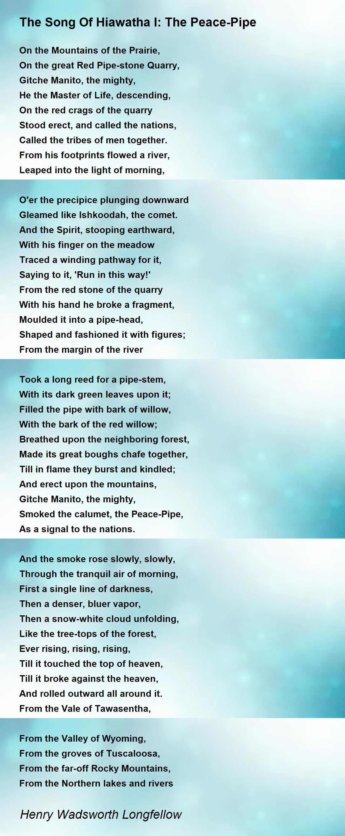 The Song Of Hiawatha I The PeacePipe The Song Of Hiawatha I The