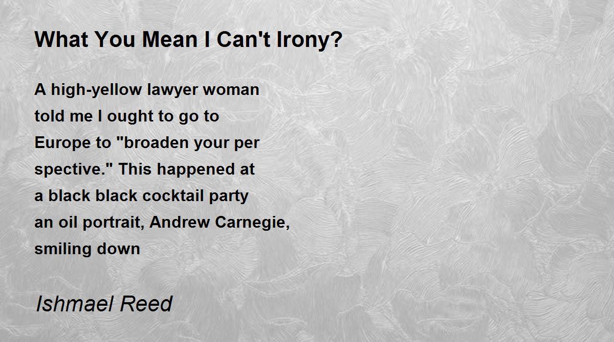 What You Mean I Can't Irony? What You Mean I Can't Irony? Poem by
