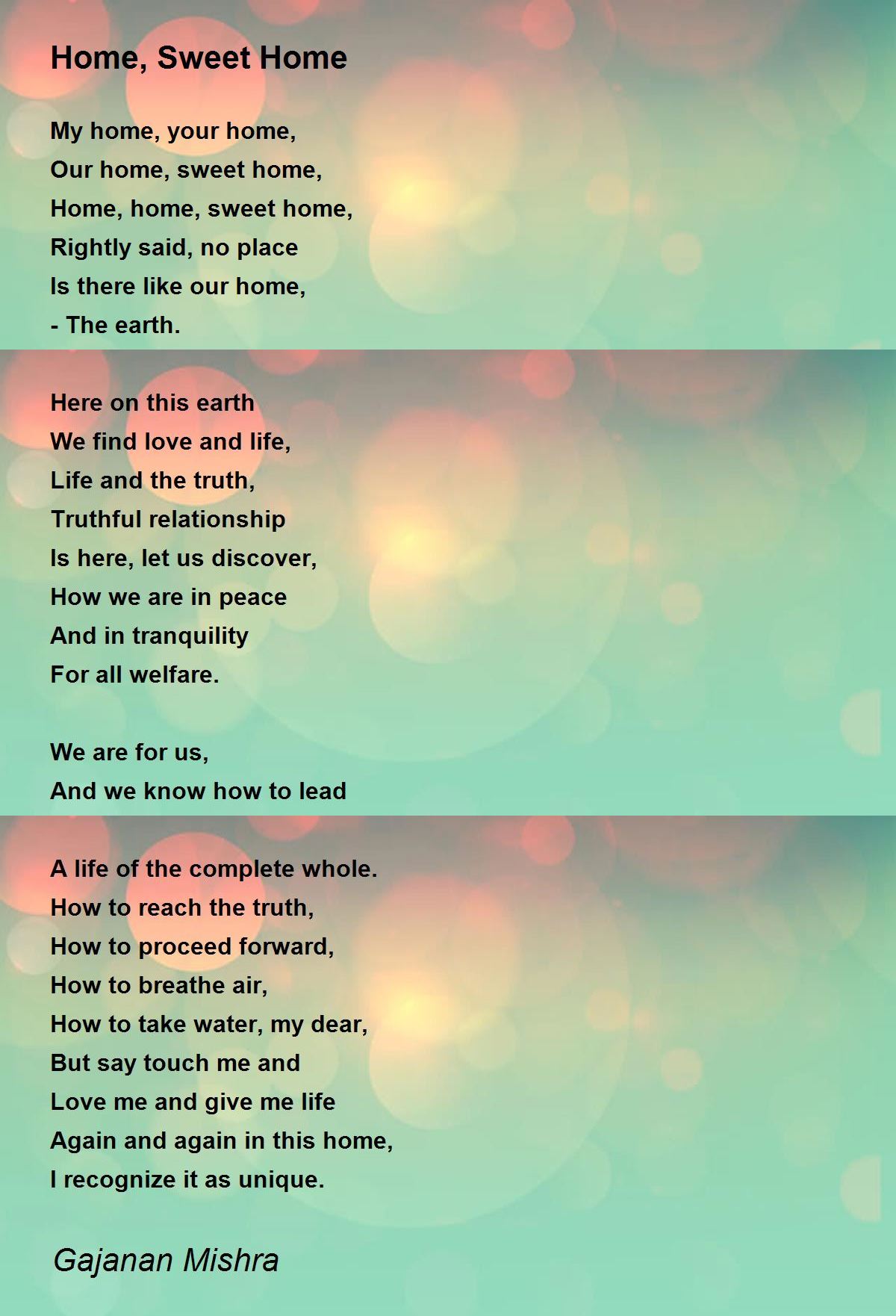 Home, Sweet Home Poem by Gajanan Mishra Poem Hunter