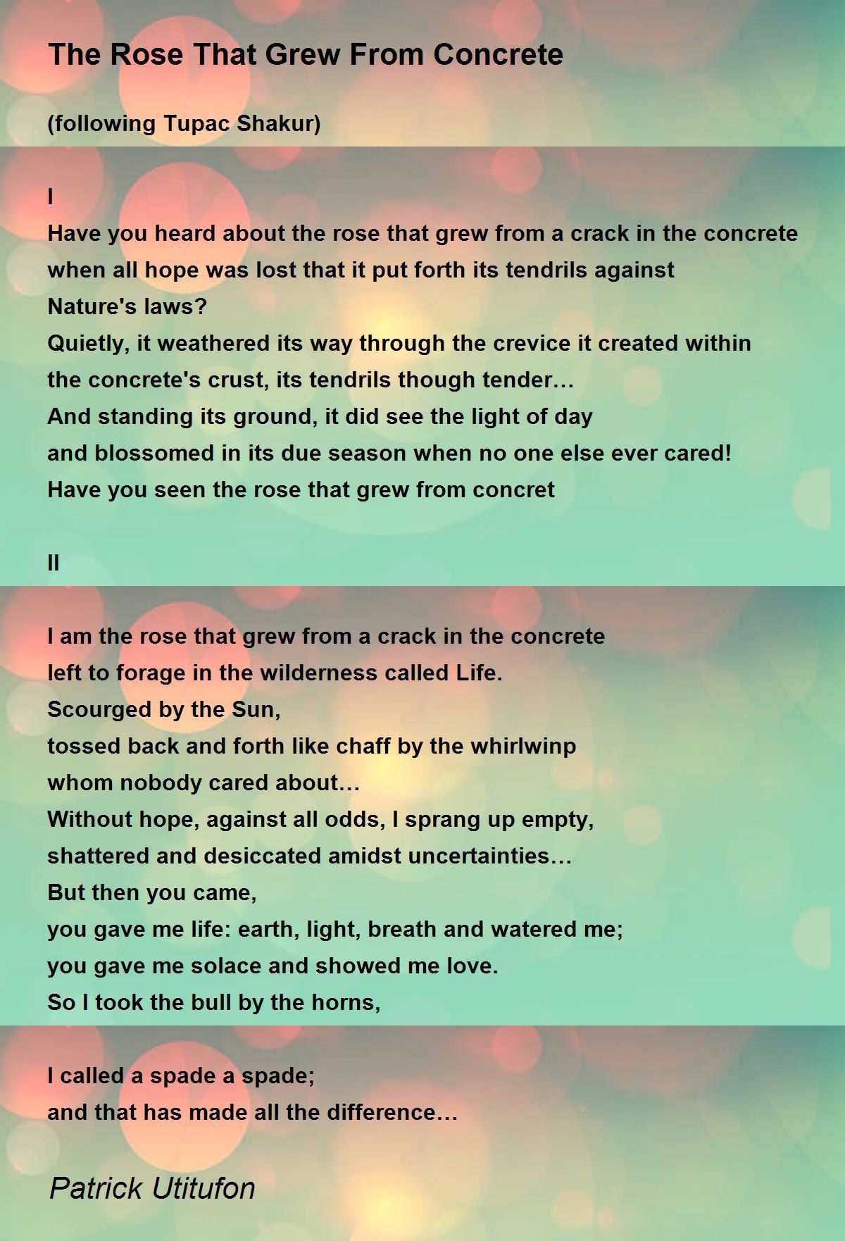 Poem By Tupac The Rose That Grew From Concrete