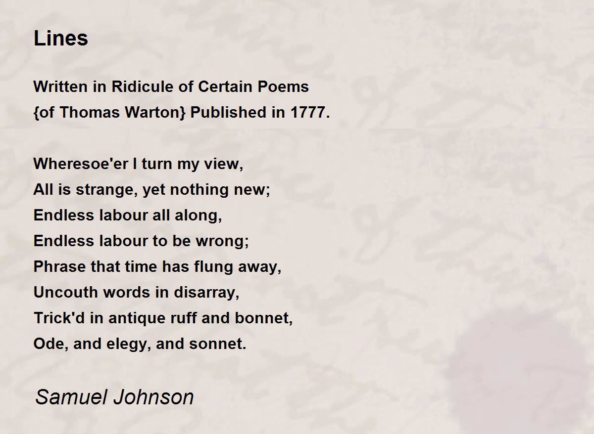 Lines Poem by Samuel Johnson - Poem Hunter