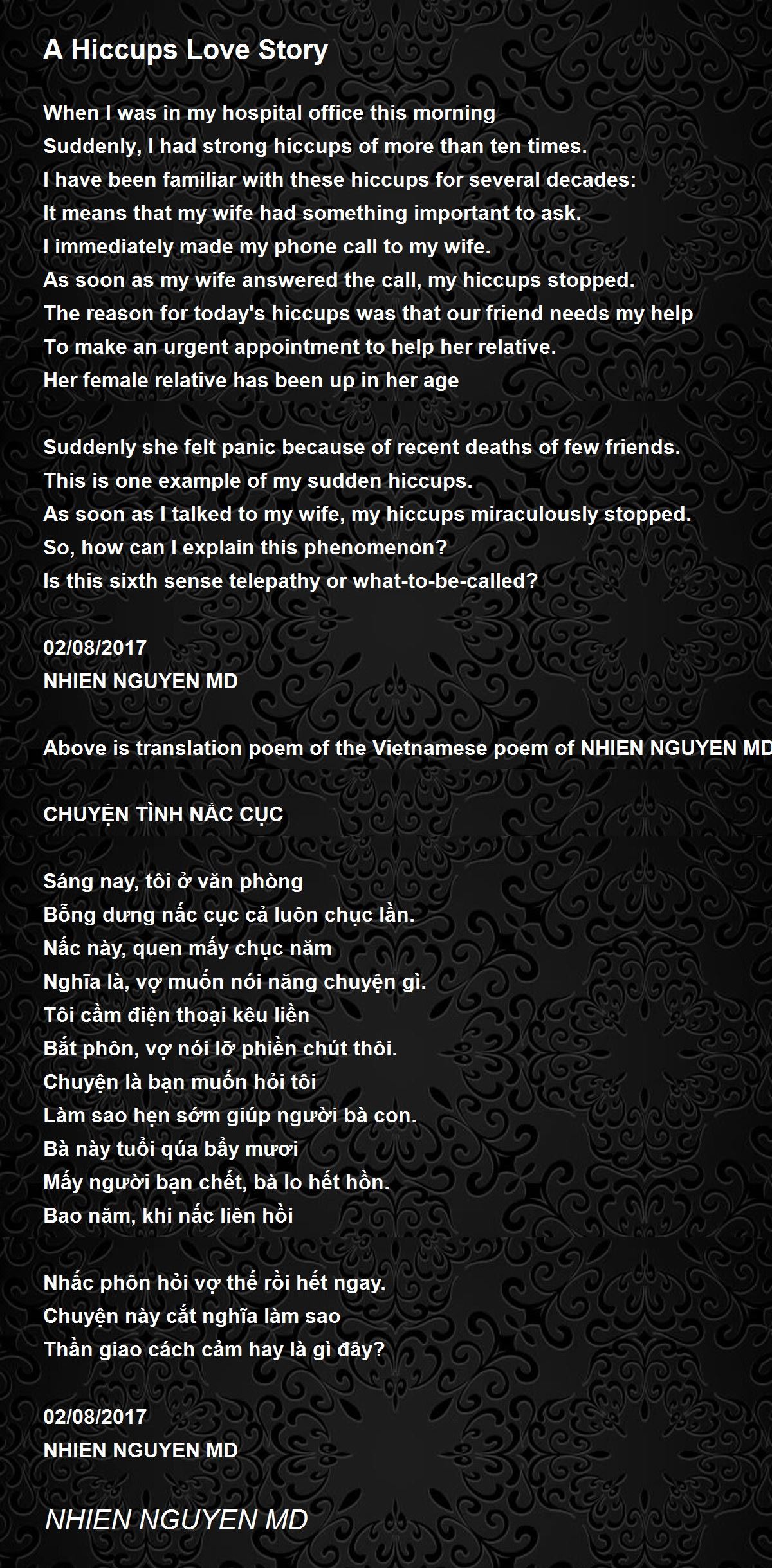 A Hiccups Love Story - A Hiccups Love Story Poem by NHIEN NGUYEN MD