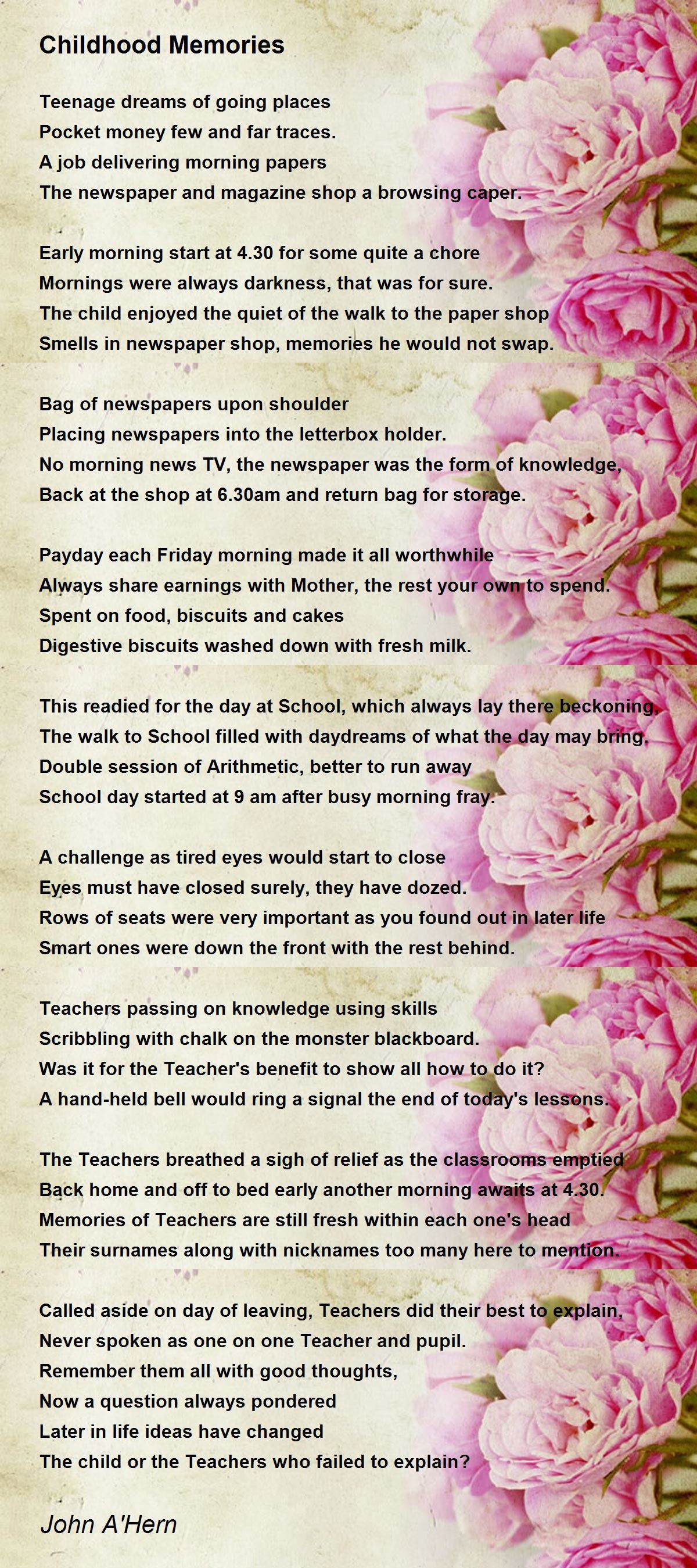 Childhood Memories Poem by John A'Hern - Poem Hunter