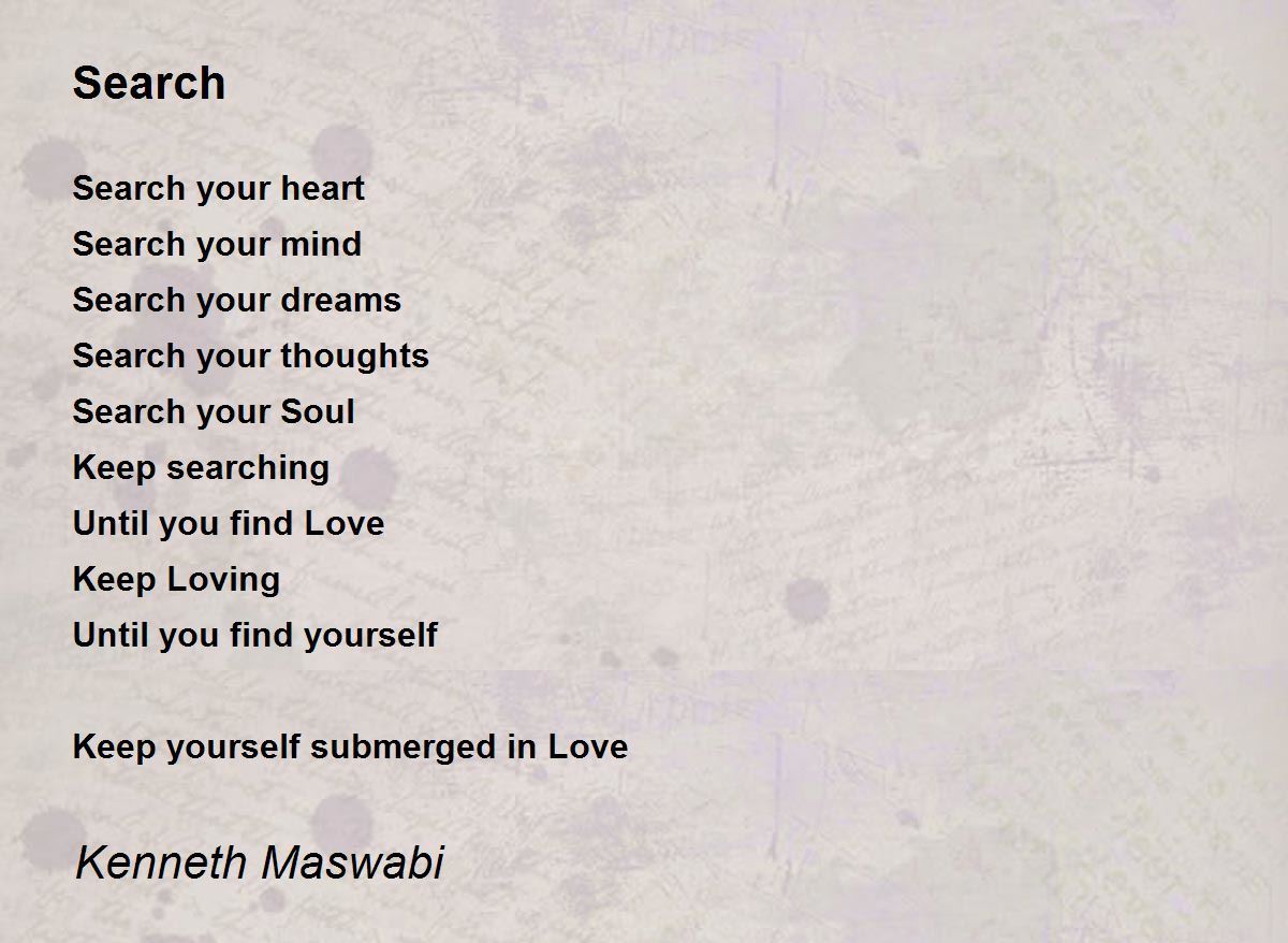Search Poem by Kenneth Maswabi - Poem Hunter
