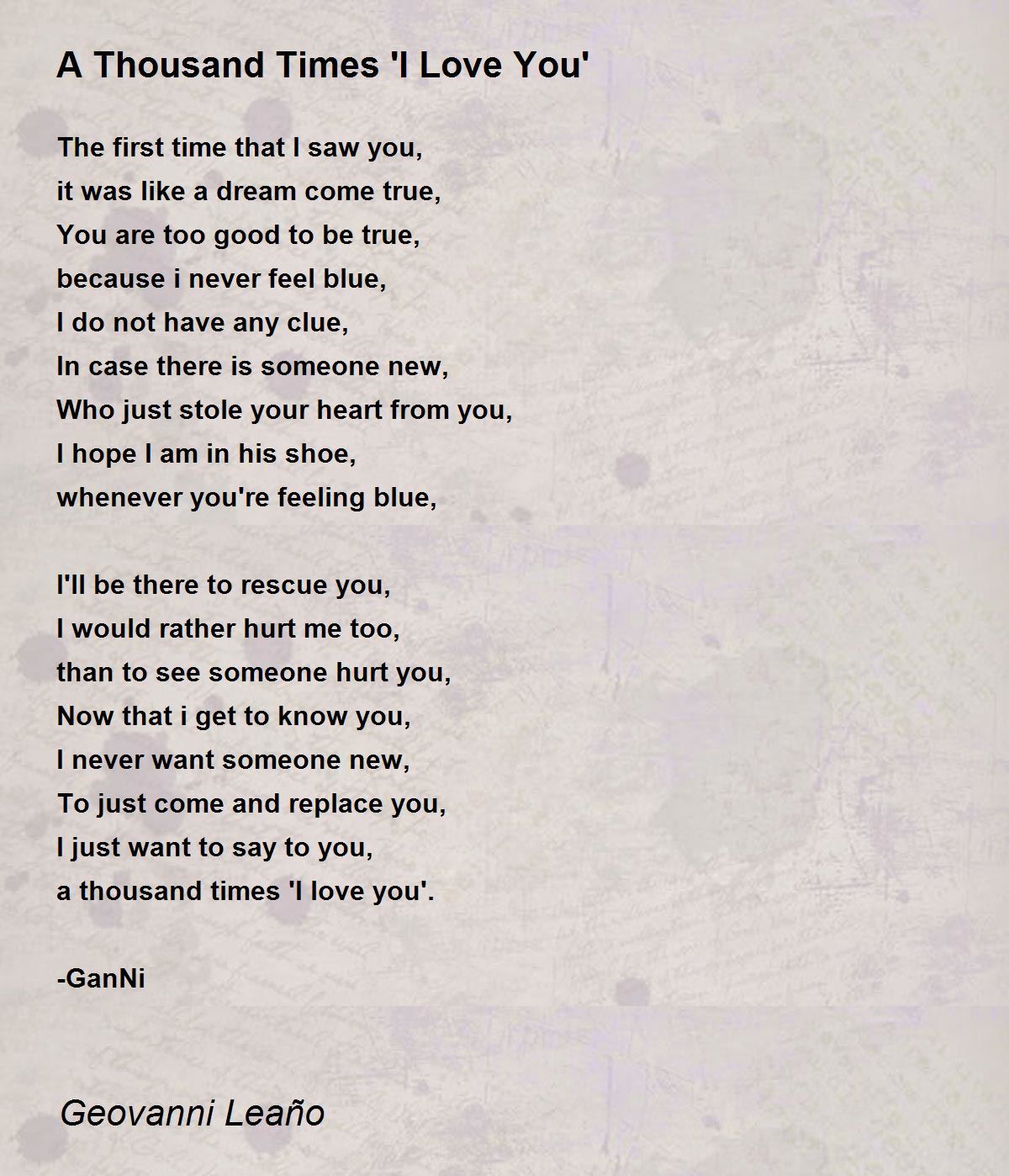 A Thousand Times 'I Love You' A Thousand Times 'I Love You' Poem by