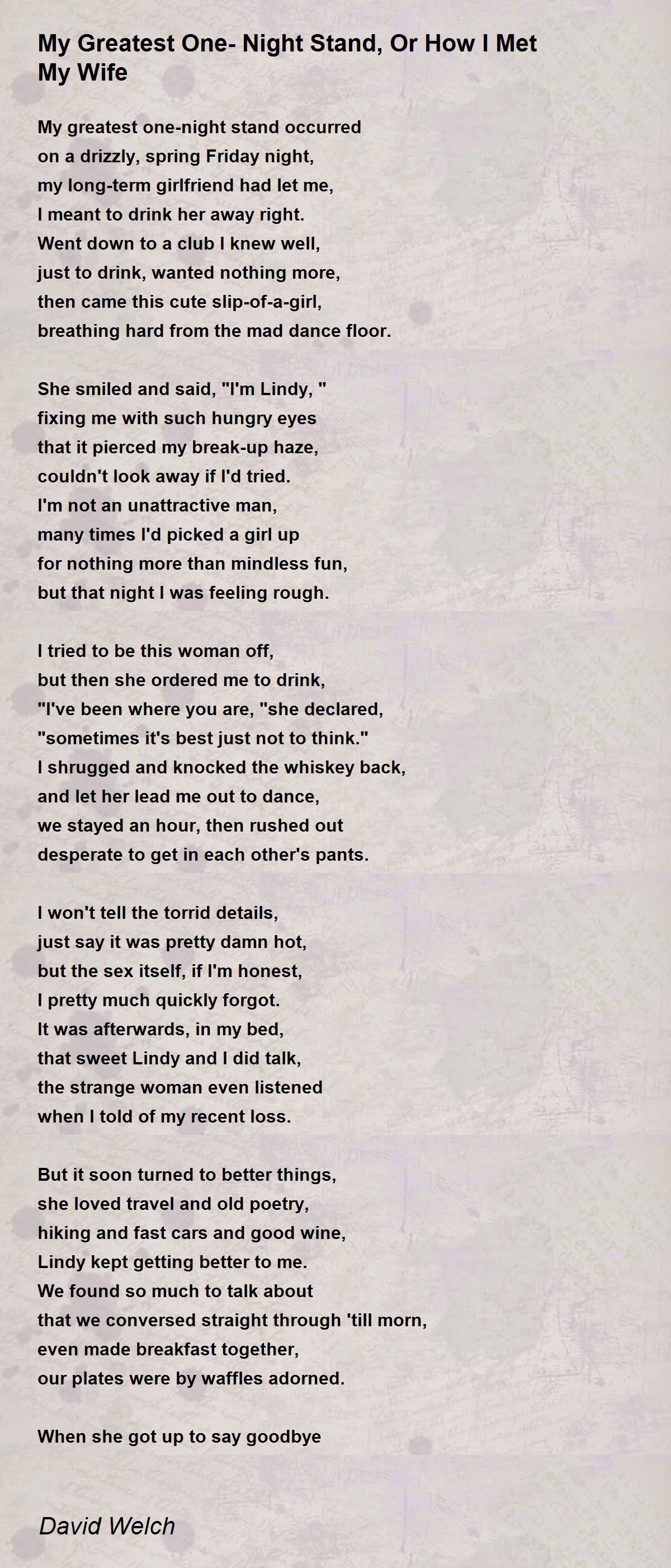 My Greatest OneNight Stand, Or How I Met My Wife My Greatest One