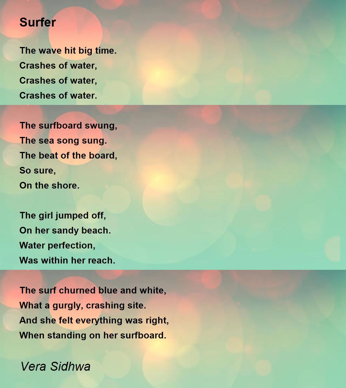 Surfer Poem by Vera Sidhwa Poem Hunter