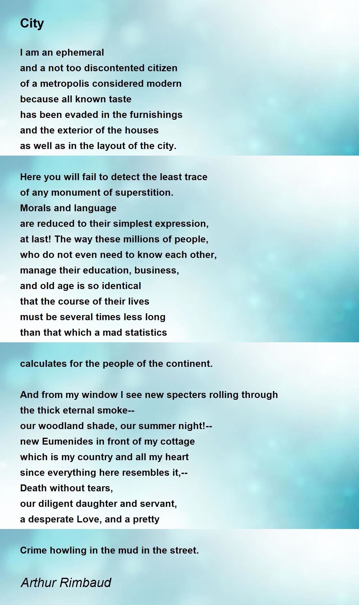 City by Arthur Rimbaud - City Poem