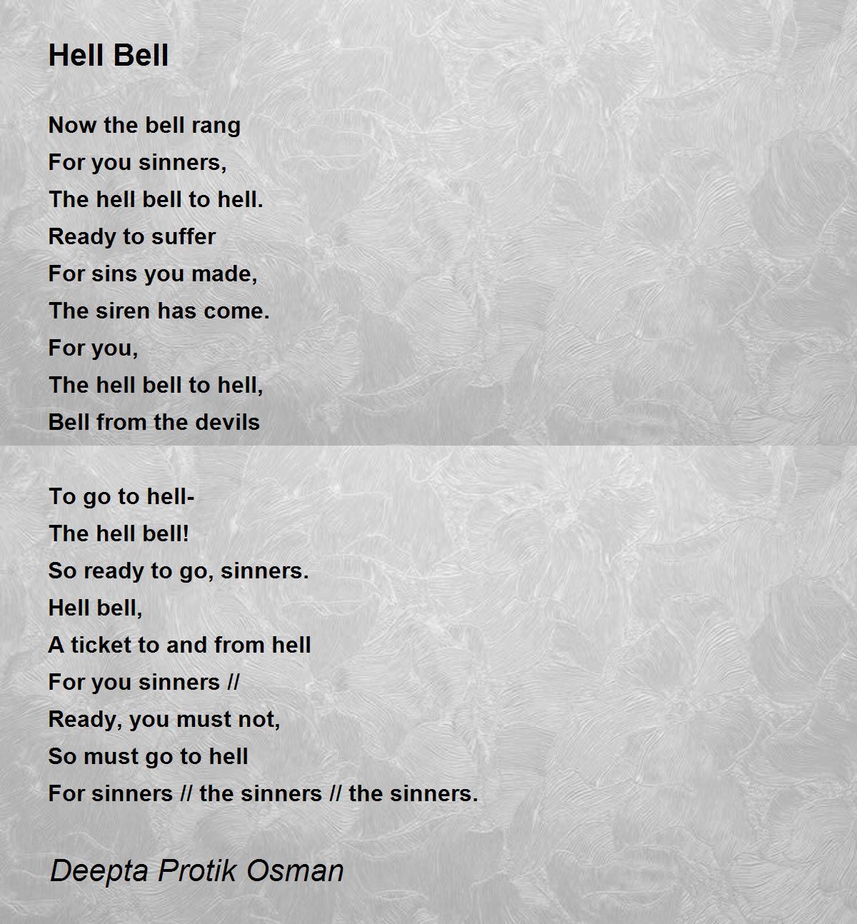 Hell Bell Hell Bell Poem by Deepta Protik Osman