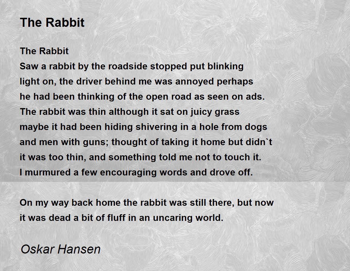 The Rabbit Poem by Jan Oskar Hansen Poem Hunter