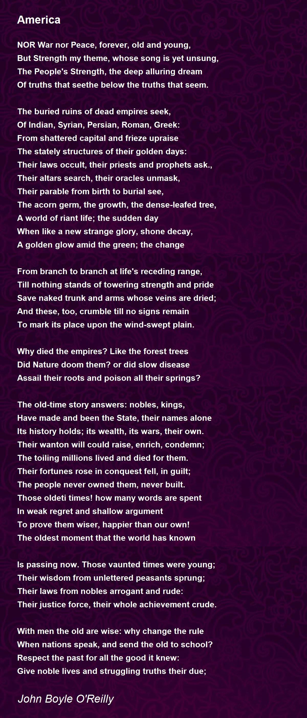 America America Poem by John Boyle O'Reilly