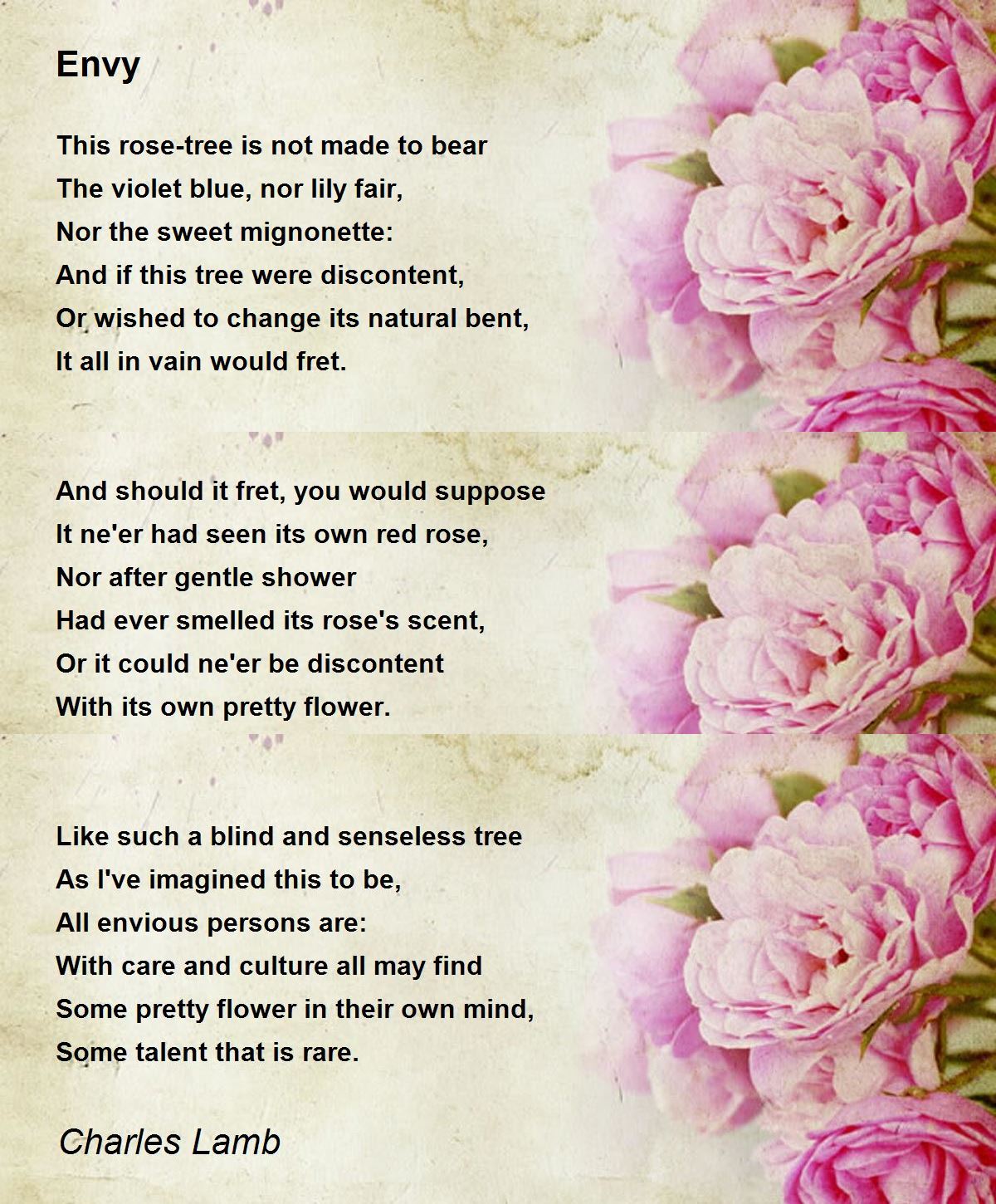 Envy Poem by Charles Lamb - Poem Hunter