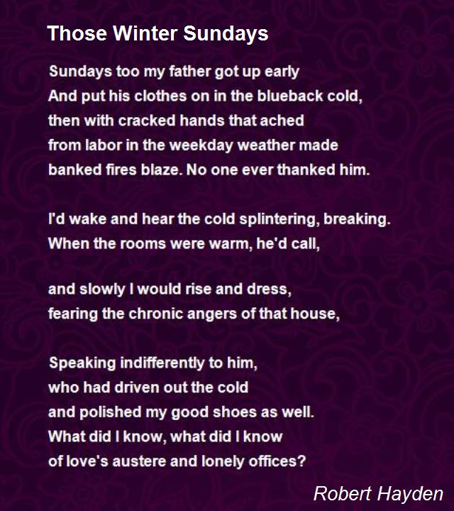 Those Winter Sundays By Robert Hayden And