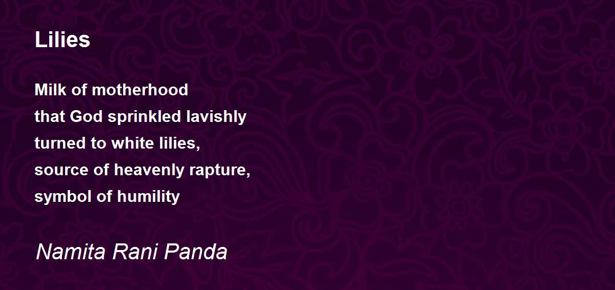 Lilies by Namita Rani Panda Lilies Poem