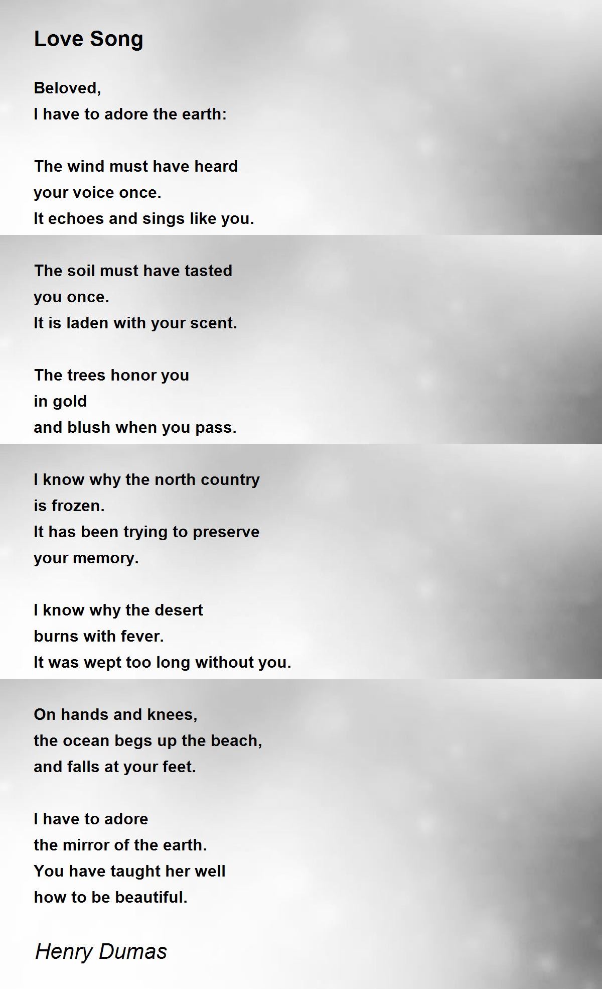 Love Song Poem by Henry Dumas Poem Hunter