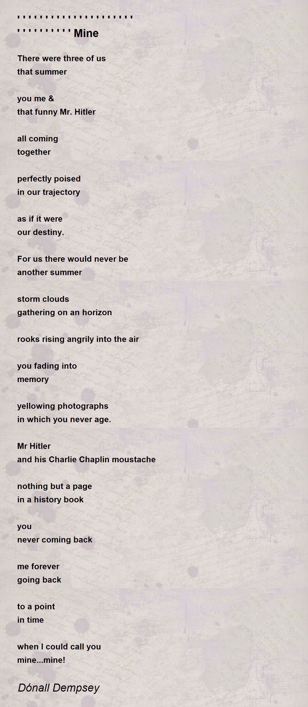Mine Poem by Dónall Dempsey