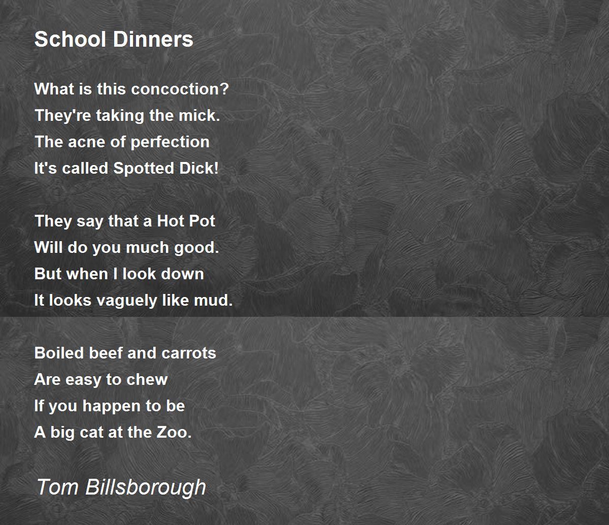 School Dinners School Dinners Poem by Tom Billsborough