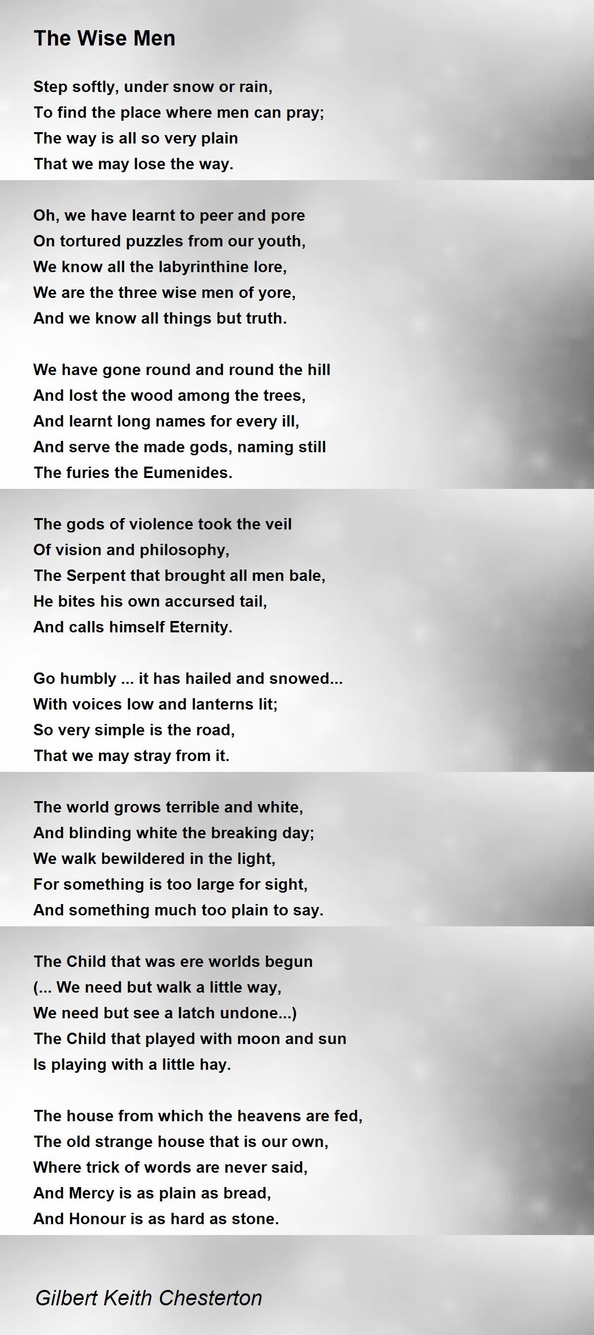 The Wise Men Poem by Gilbert Keith Chesterton - Poem Hunter